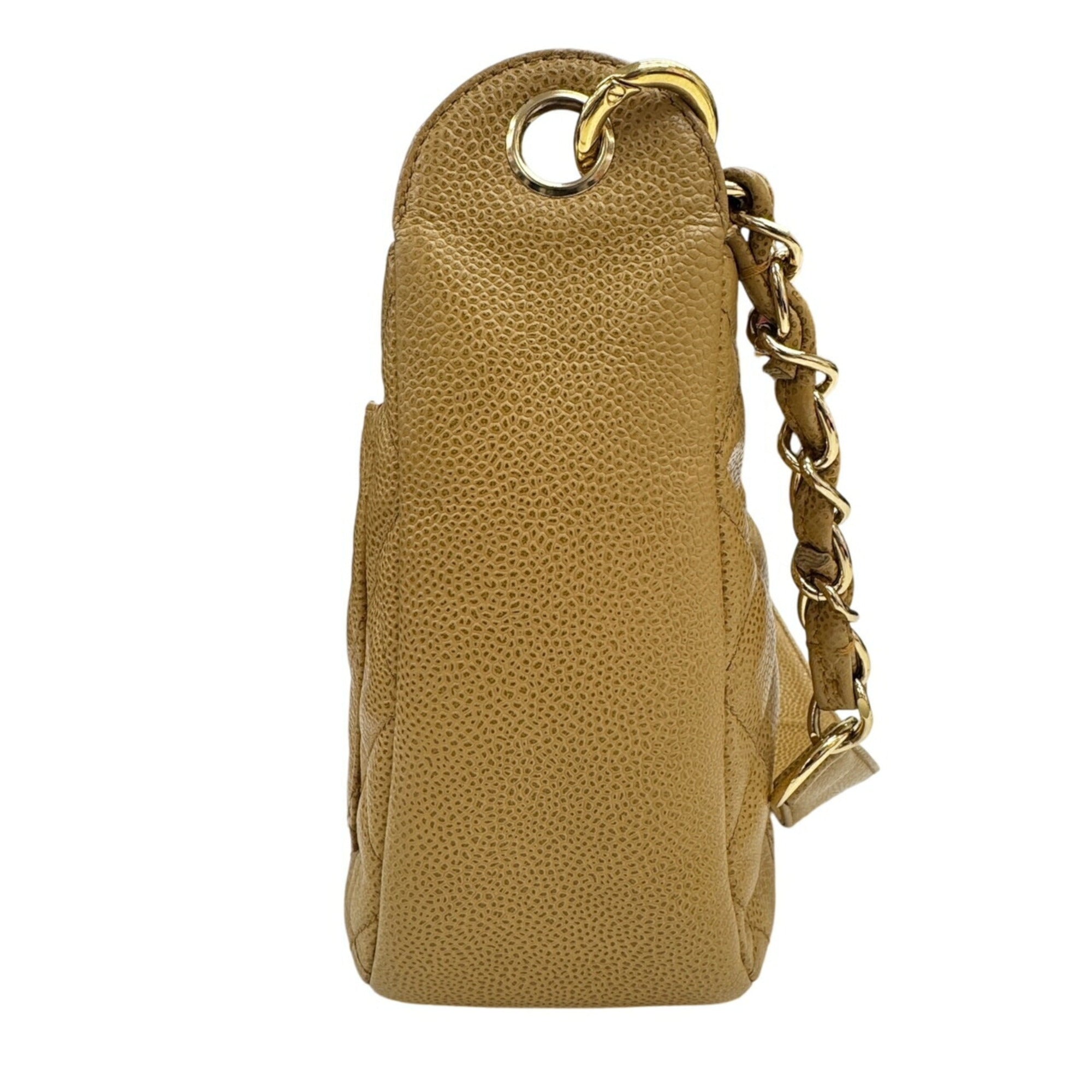 Chanel Beige Grained Calfskin Shoulder Bag (Pre-Owned)