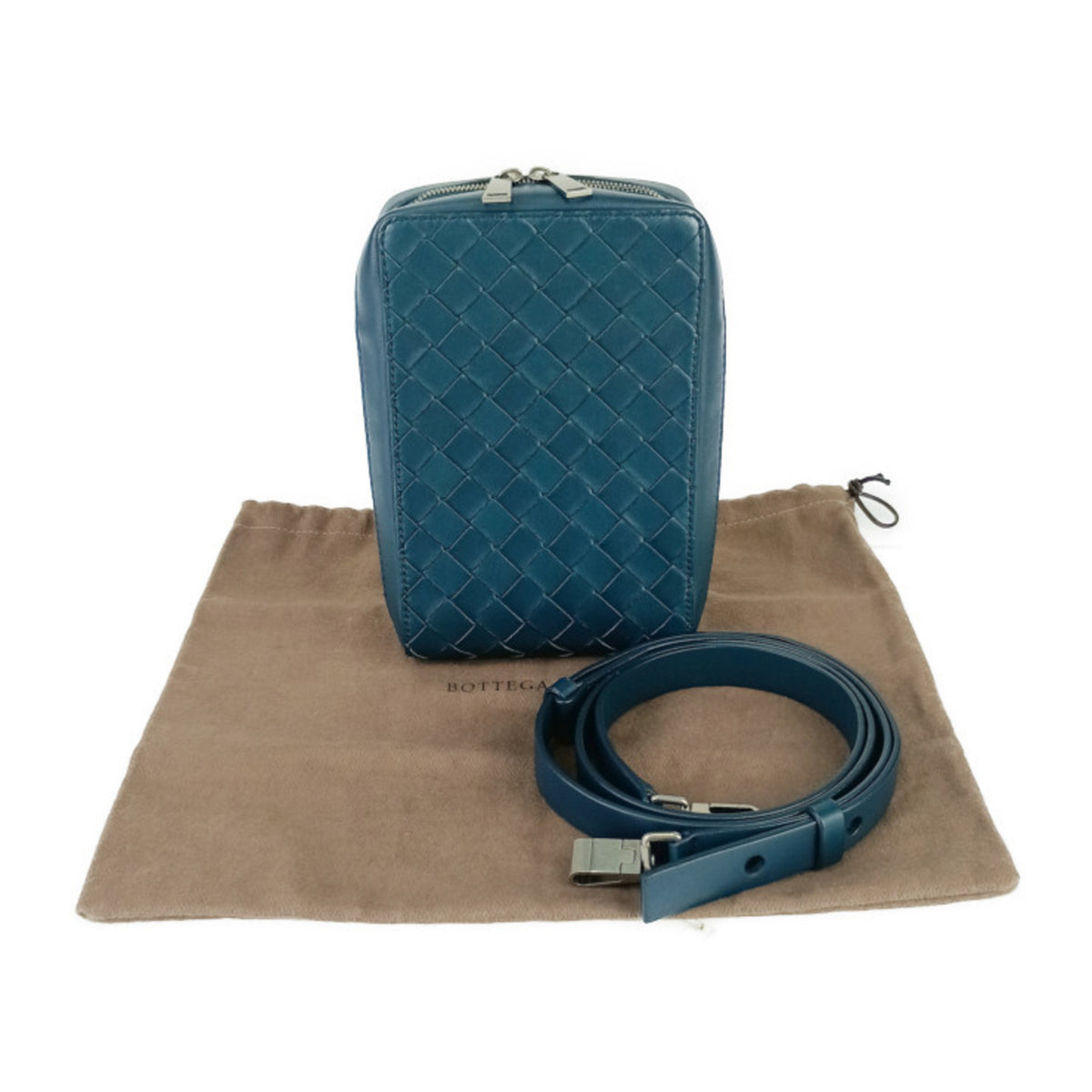 Bottega Veneta Blue Intrecciato Handbag Shoulder Bag Tote Bag (Pre-Owned)