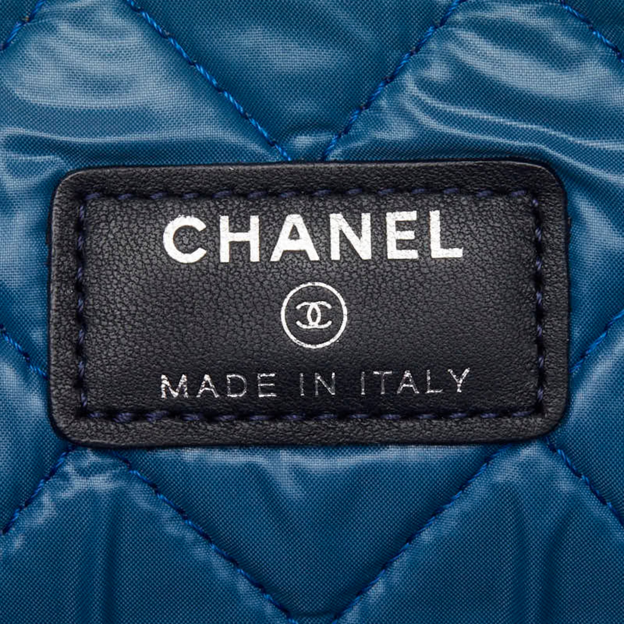 Chanel Multi-Color Canvas Leather Clutch Bag Handbag (Pre-Owned)