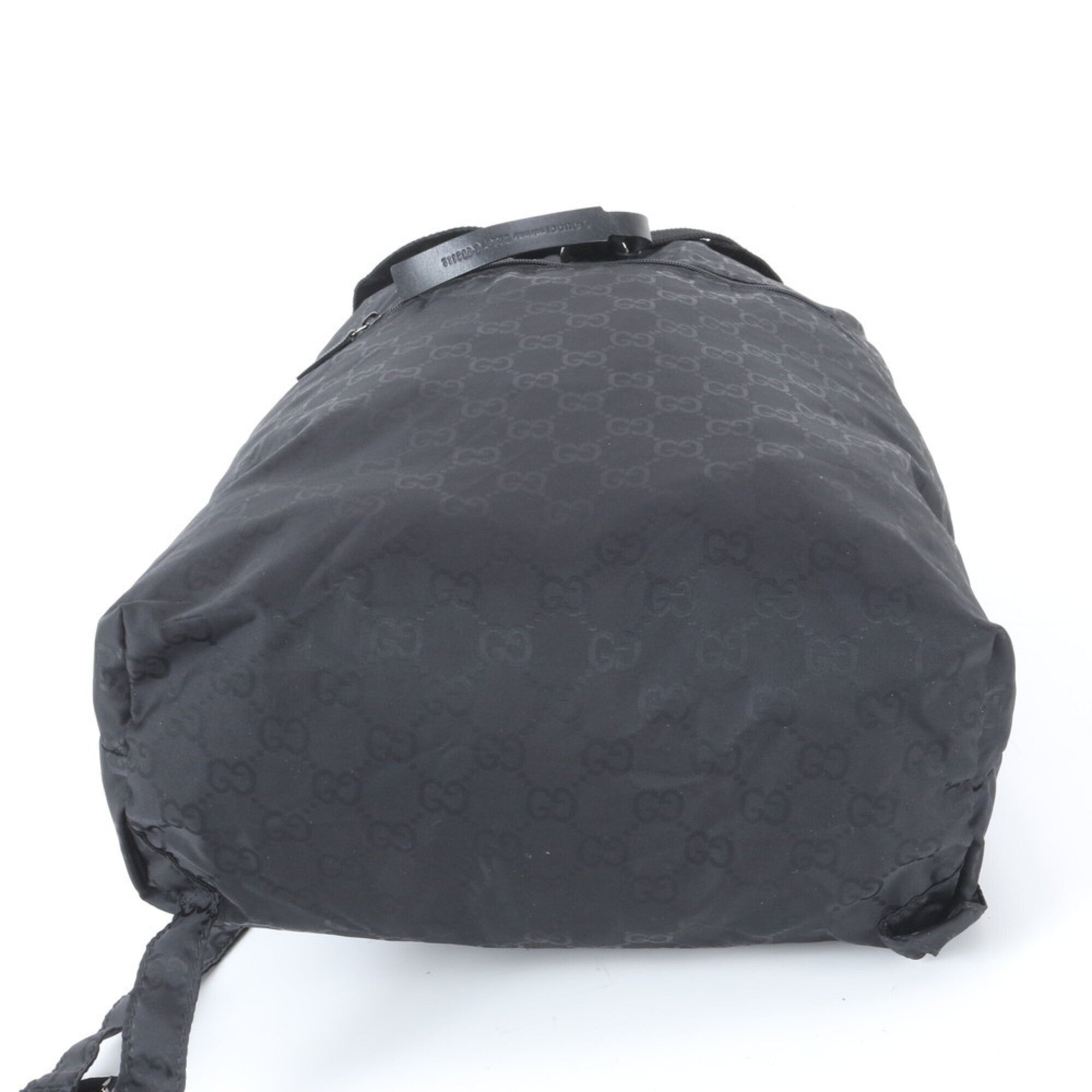 Gucci Black Nylon Leather Backpack Handbag (Pre-Owned)