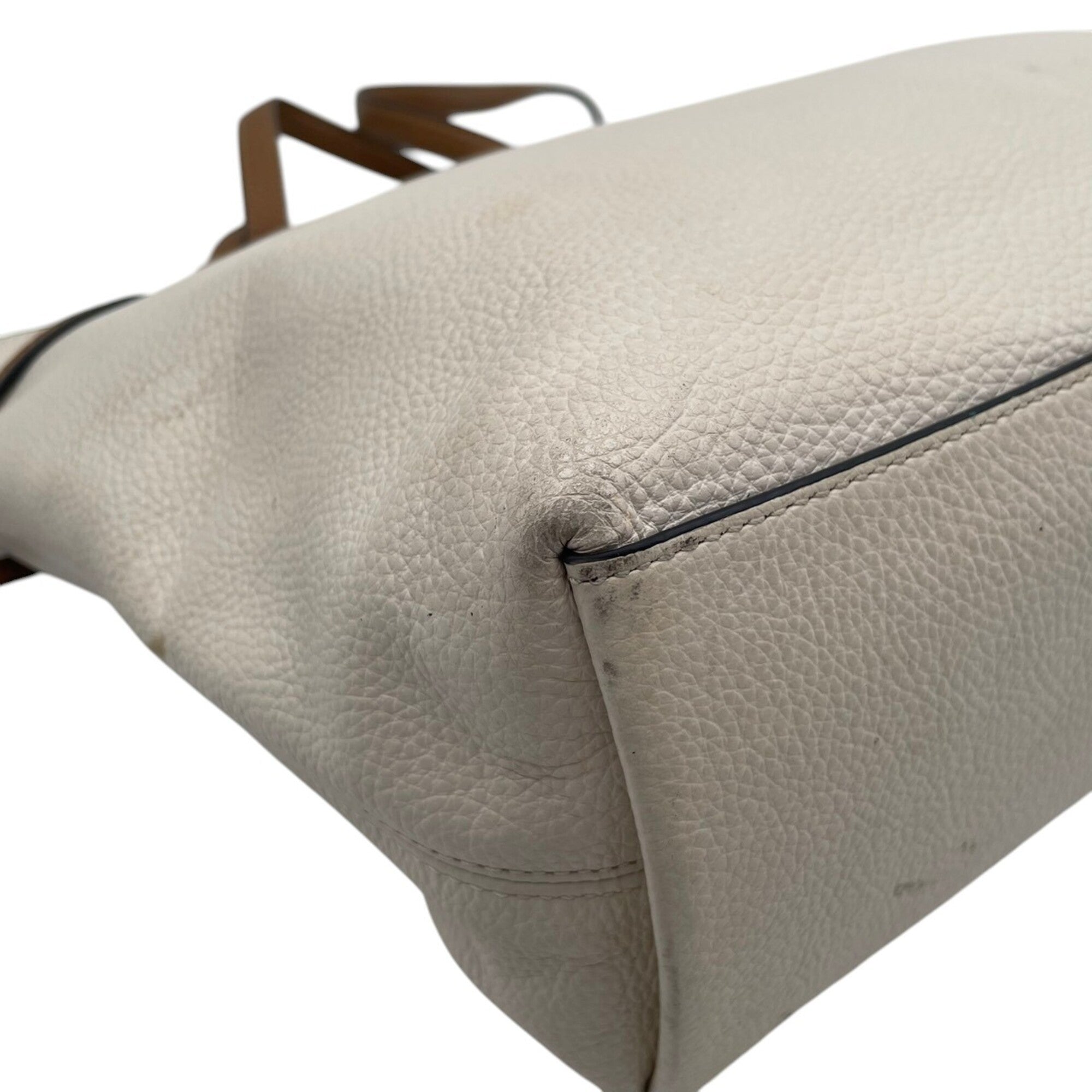 Coach Brown Ivory Leather Handbag Tote Bag (Pre-Owned)