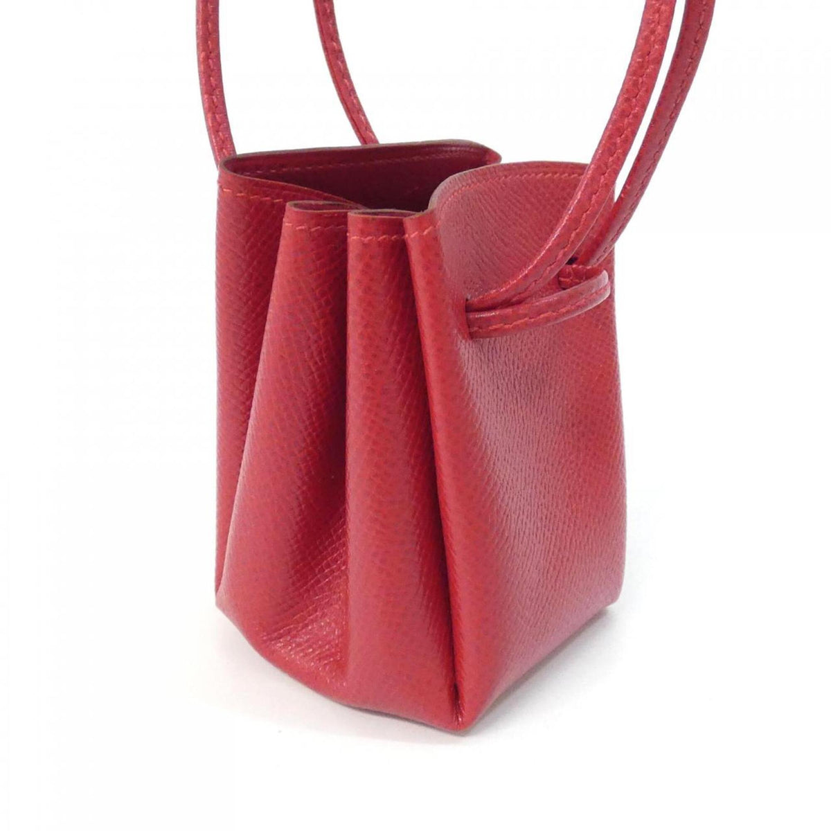 Hermes Rouge Vif Courchevel Leather Handbag Pouch (Pre-Owned)