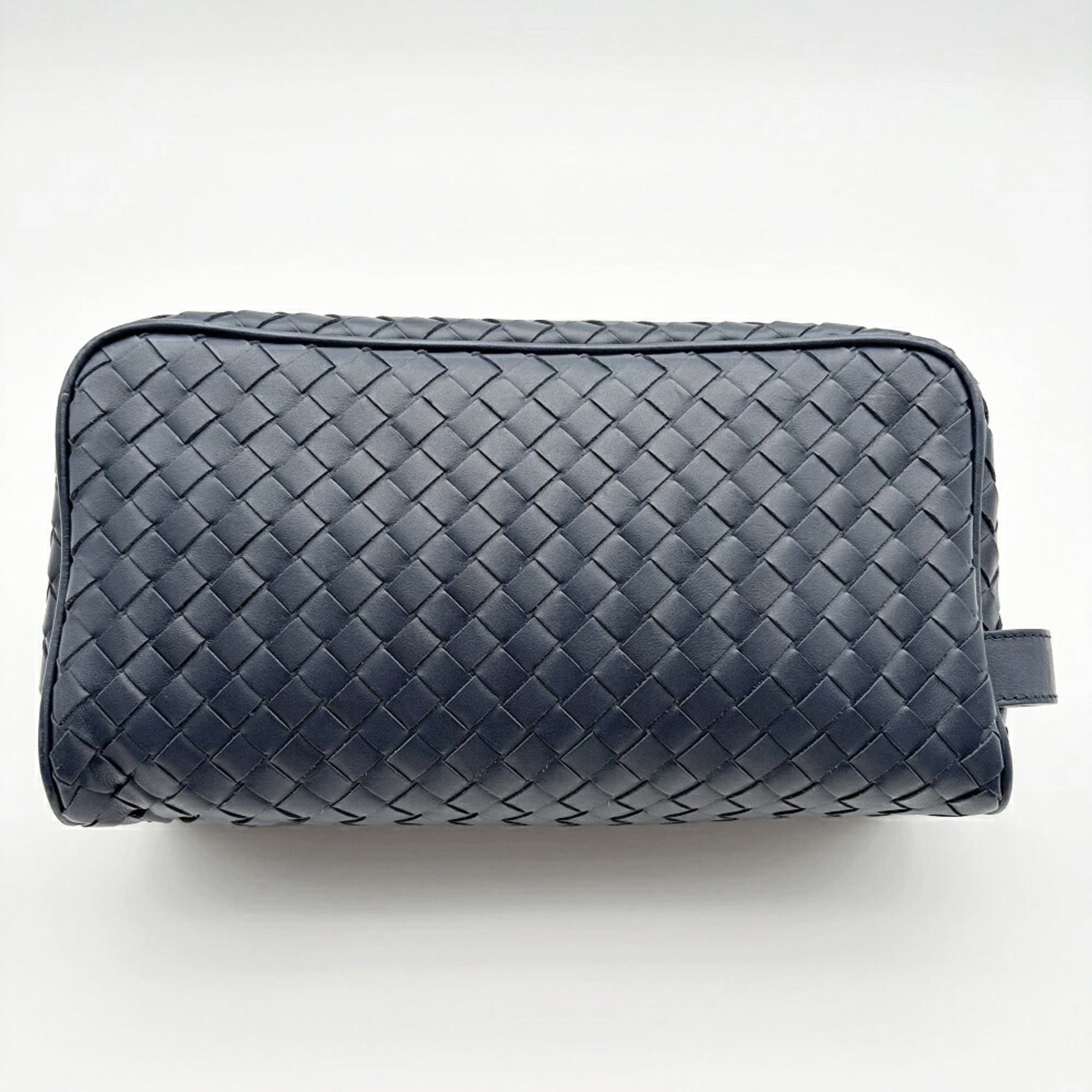 Bottega Veneta Intrecciato Navy Leather Pouch (Pre-Owned)