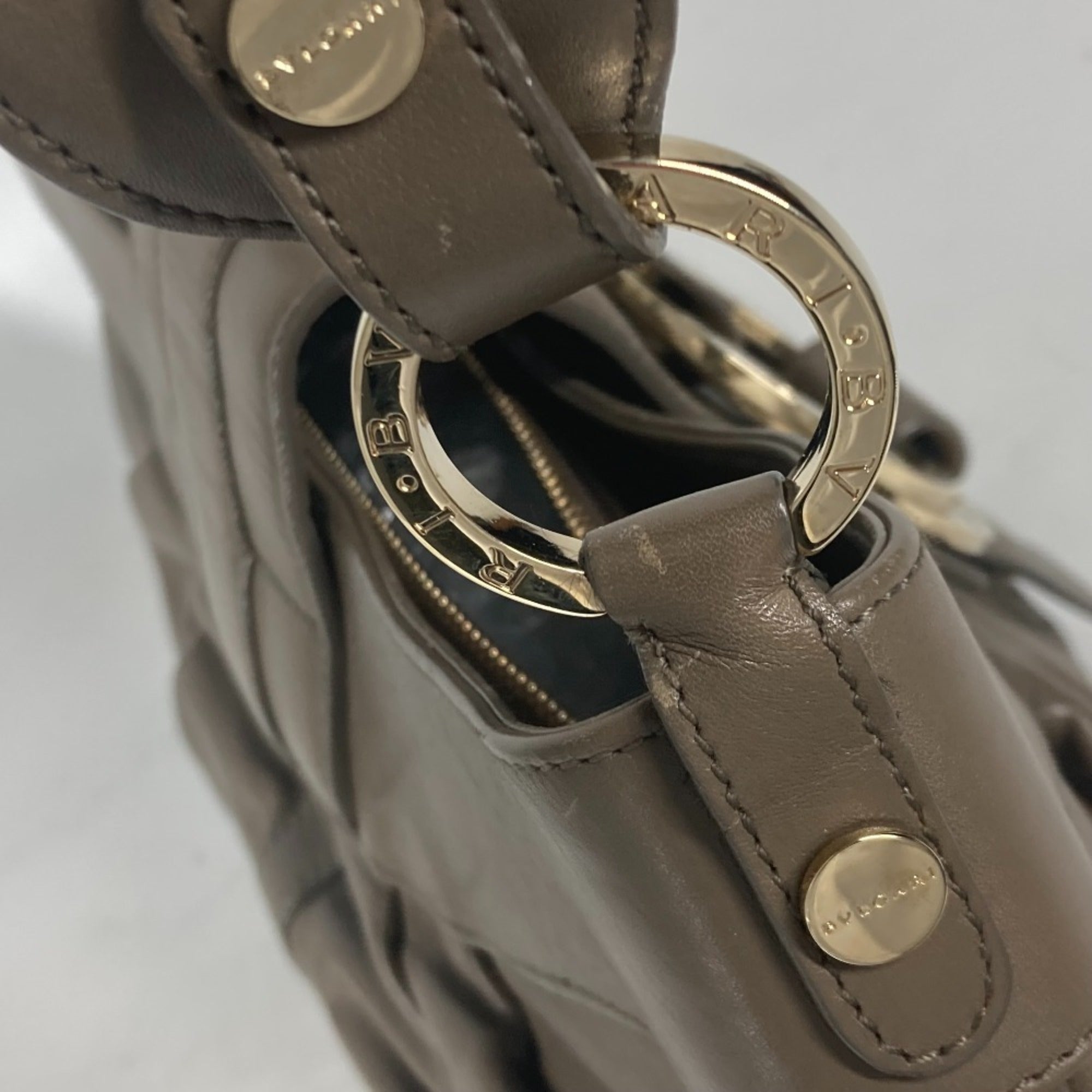 Bvlgari Gray Leather Shoulder Bag (Pre-Owned)