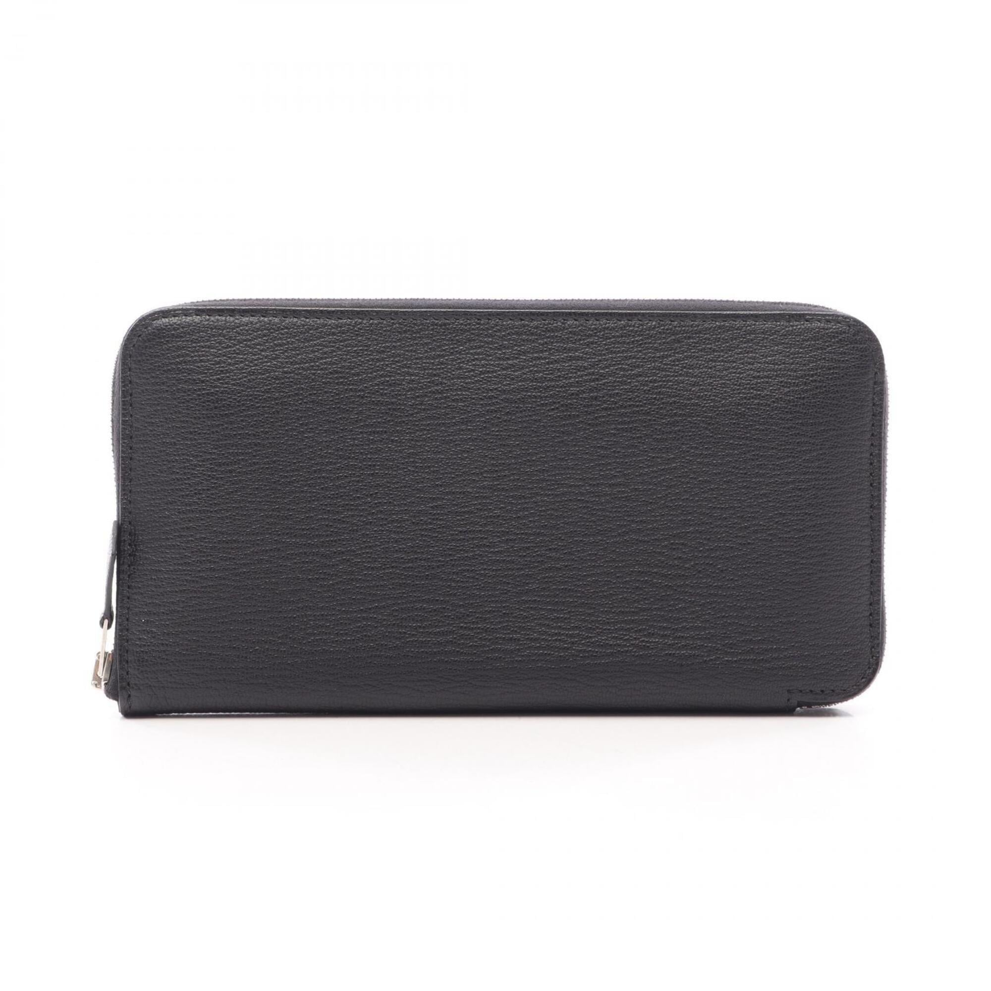 Hermes Black Chevre Leather Long Wallet (Bi-Fold) (Pre-Owned)