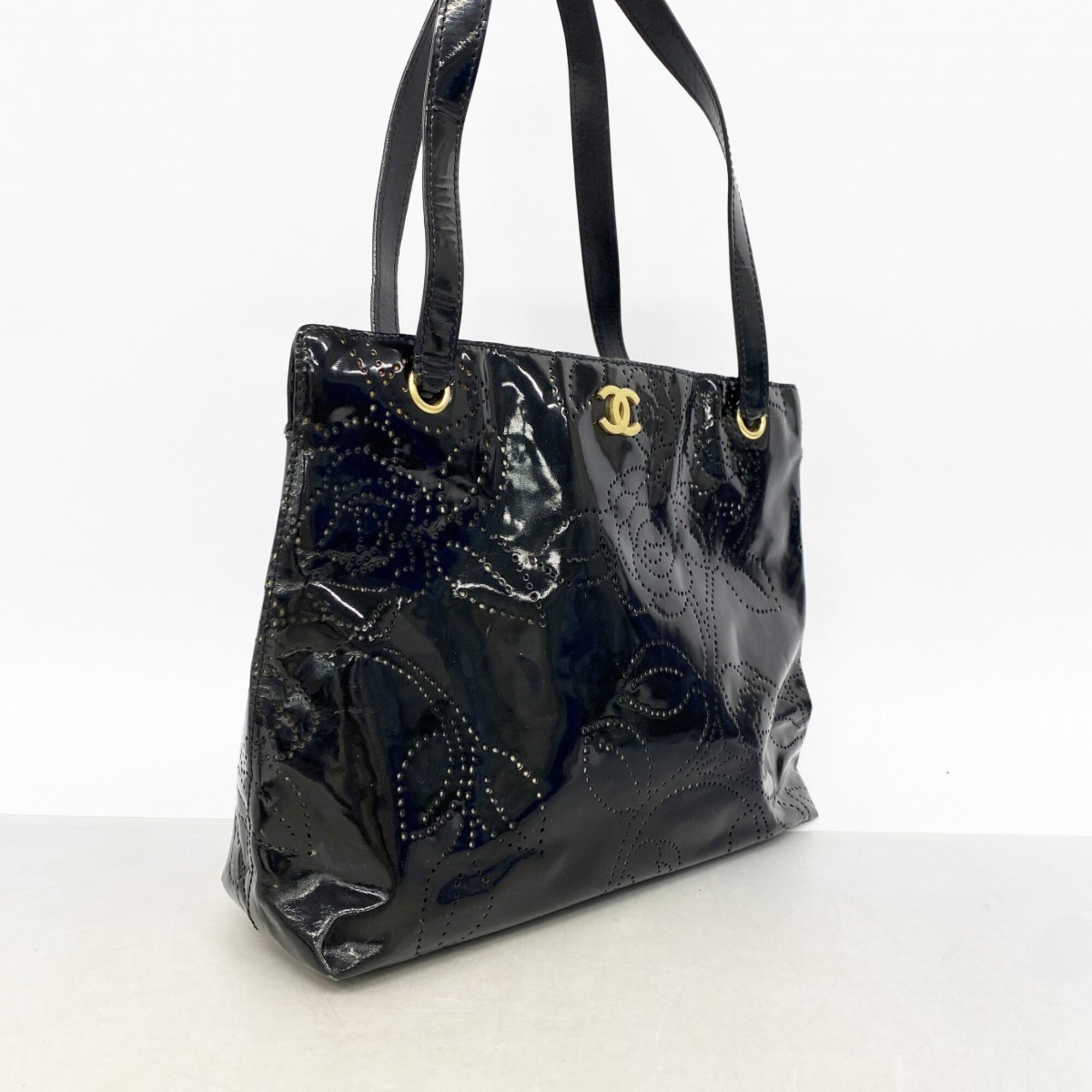 Chanel Black Patent Leather Tote Bag (Pre-Owned)