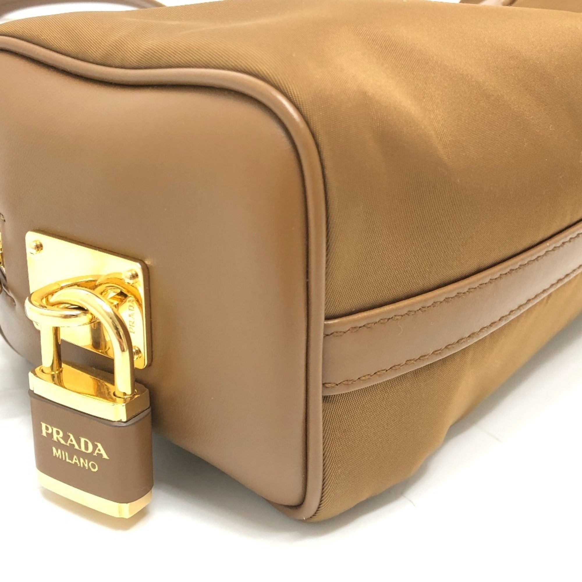 Prada Brown Nylon Leather Shoulder Bag (Pre-Owned)