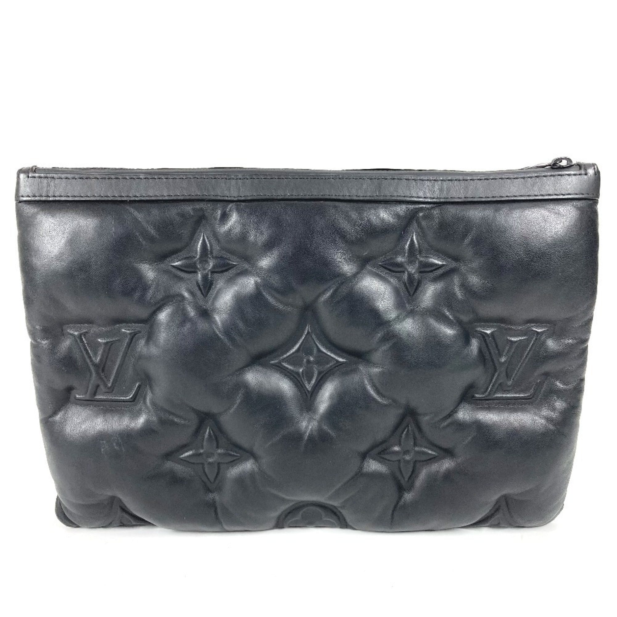 Louis Vuitton Black Noir Leather Clutch Bag Pochette Pouch (Pre-Owned)