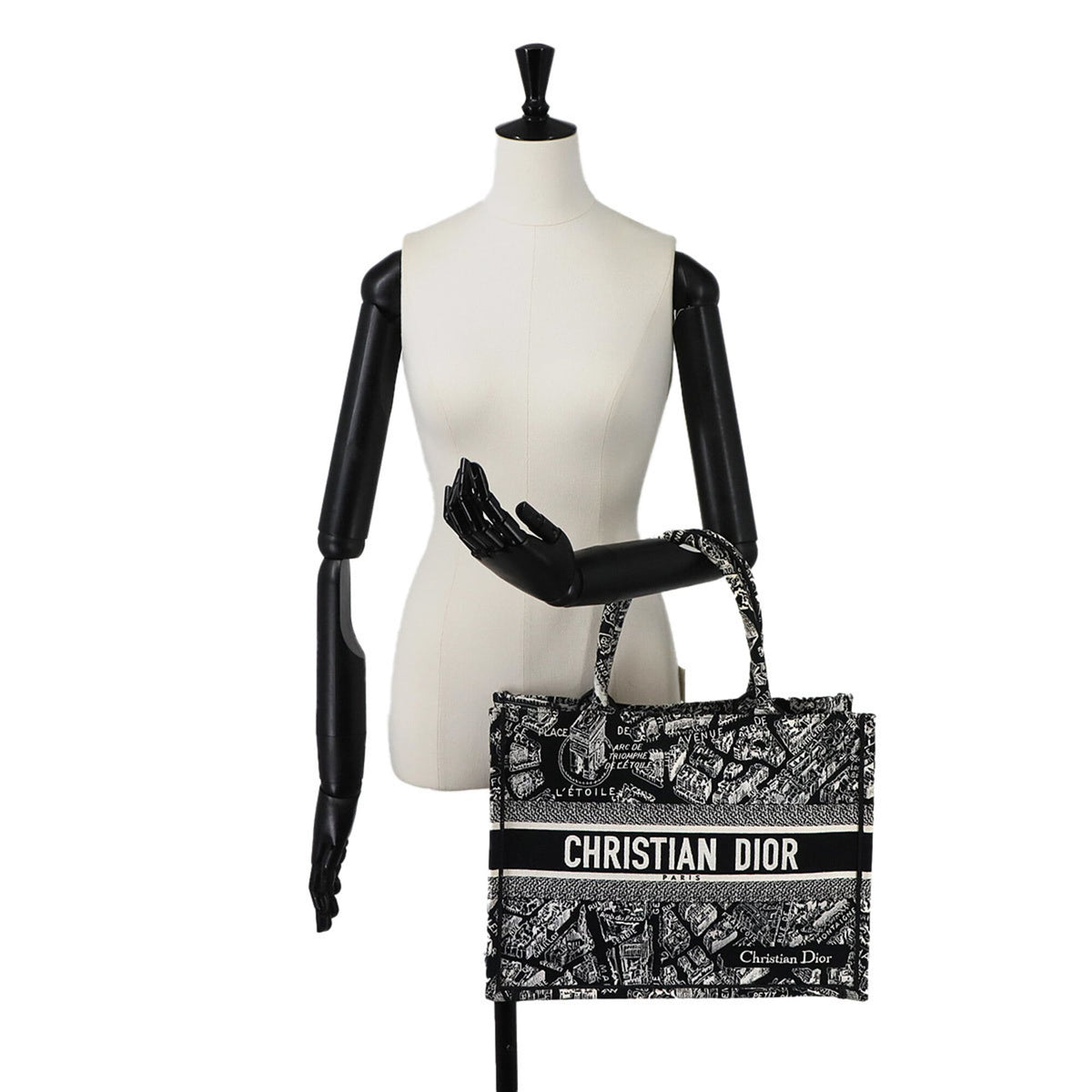Christian Dior Black White Canvas Handbag Tote Bag (Pre-Owned)