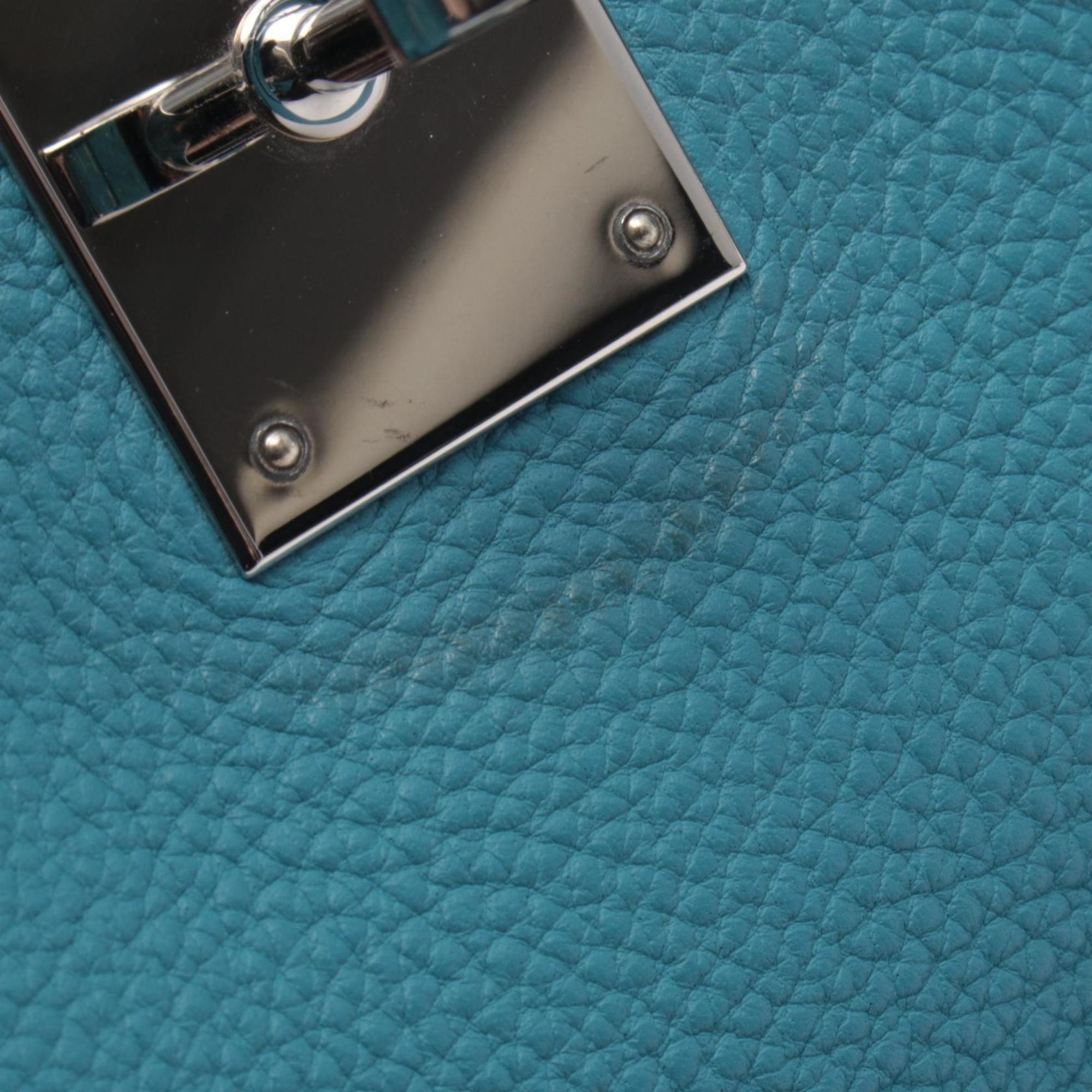 Hermes Blue Blue Jean Togo Leather Handbag (Pre-Owned)