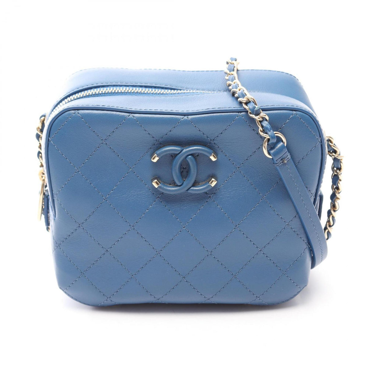 Chanel Blue Leather Handbag Shoulder Bag (Pre-Owned)