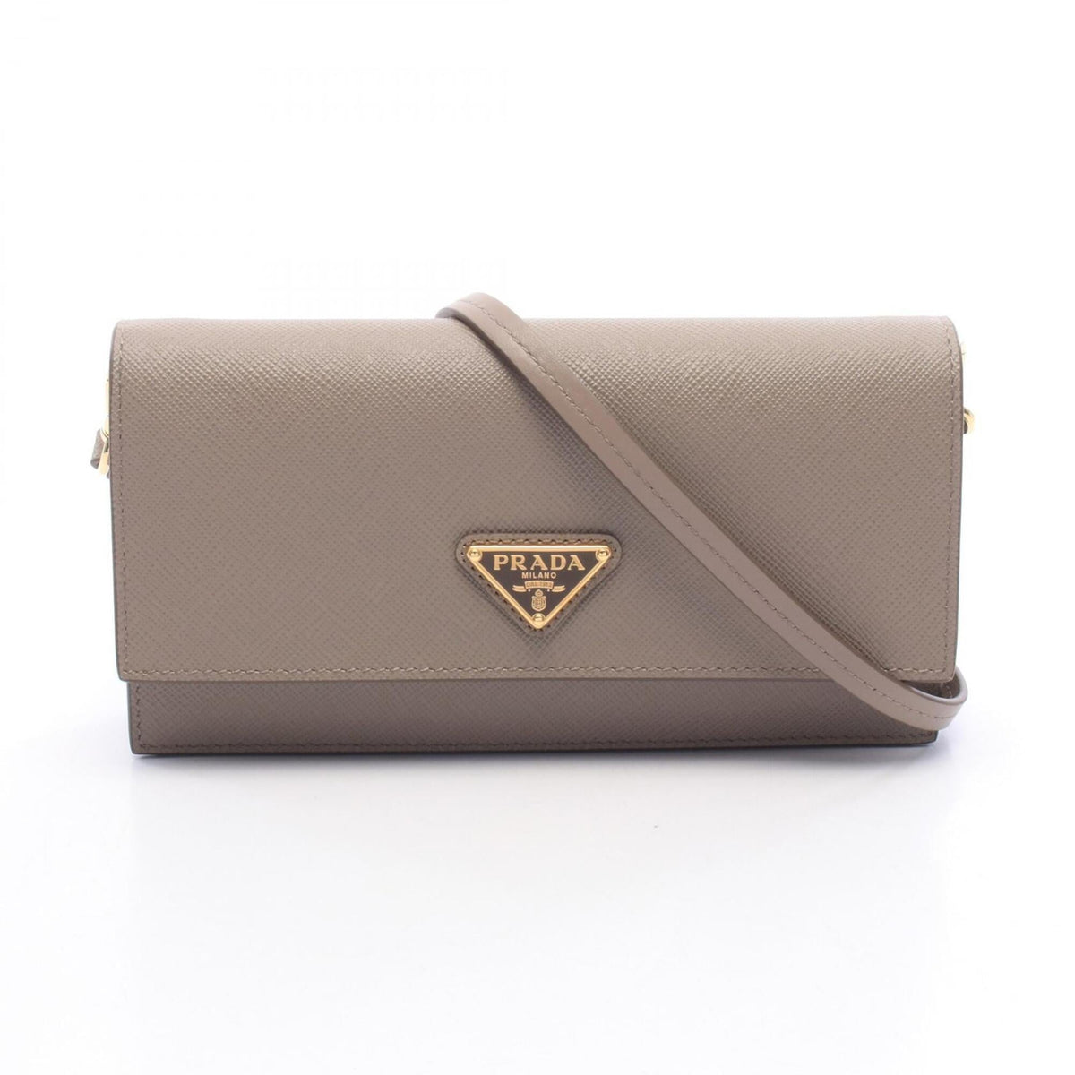 Prada Saffiano Beige Leather Shoulder Bag (Pre-Owned)