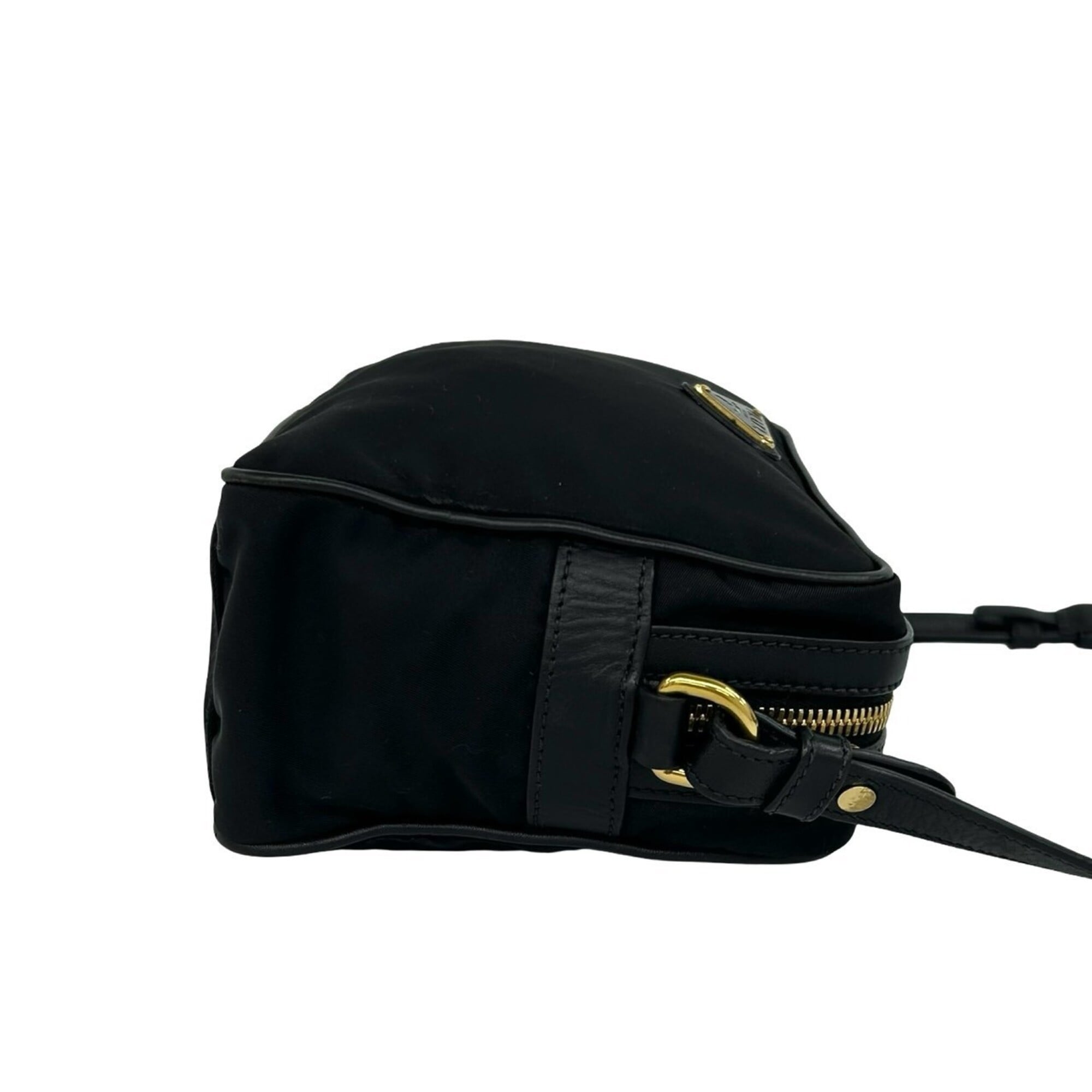 Prada Black Nylon Leather Pochette Shoulder Bag (Pre-Owned)
