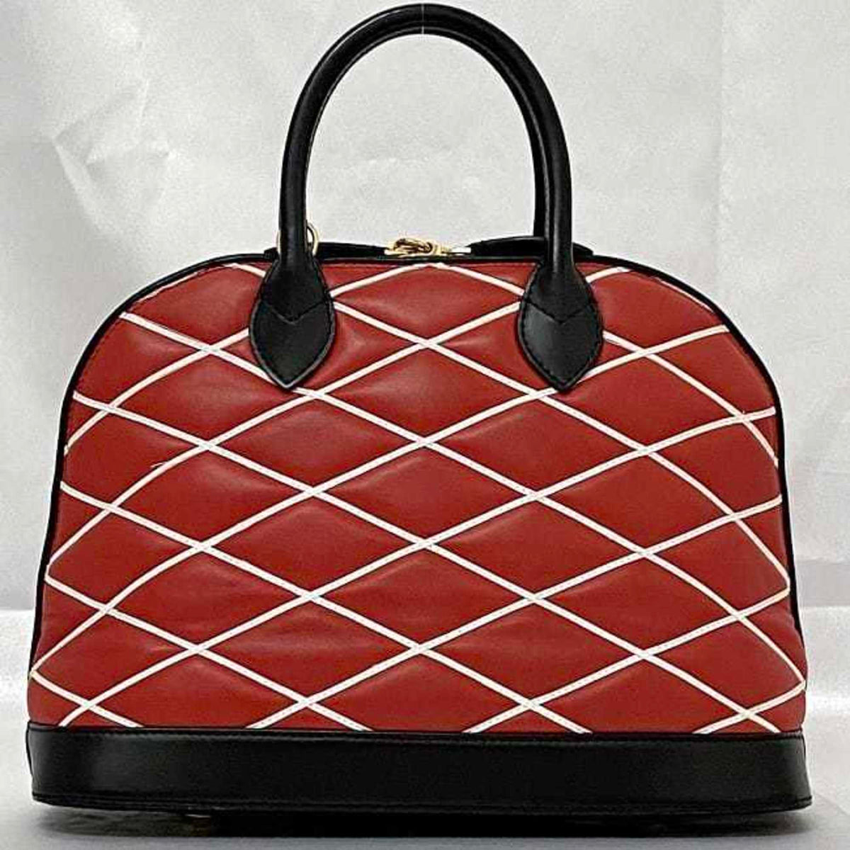 Louis Vuitton Black Red Color Leather Handbag Shoulder Bag (Pre-Owned)