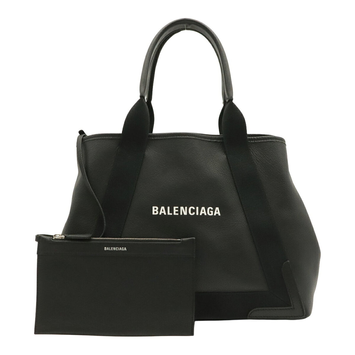 Balenciaga Black Leather Pouch Shoulder Bag Tote Bag (Pre-Owned)
