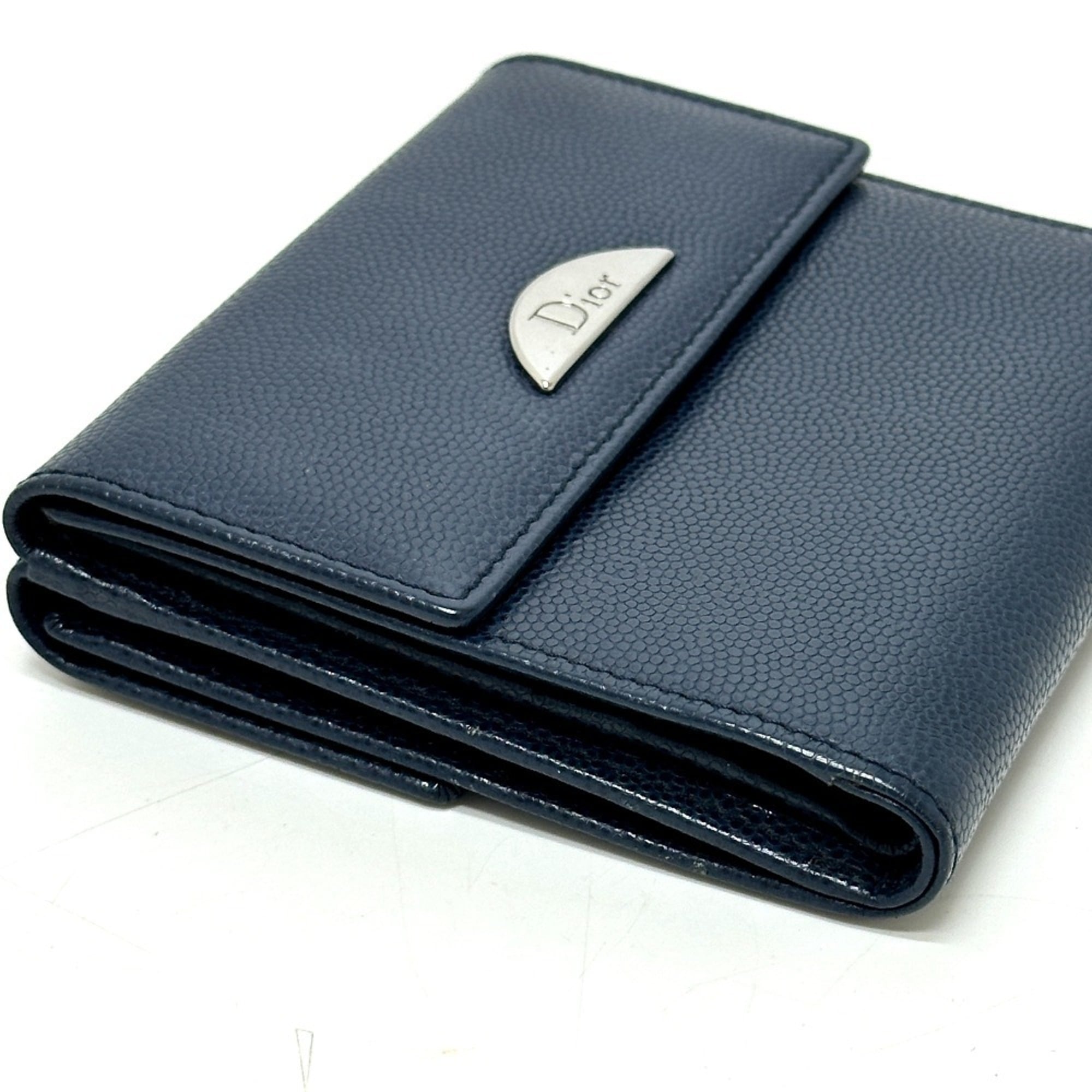 Christian Dior Navy Leather Wallet (Bi-Fold) (Pre-Owned)