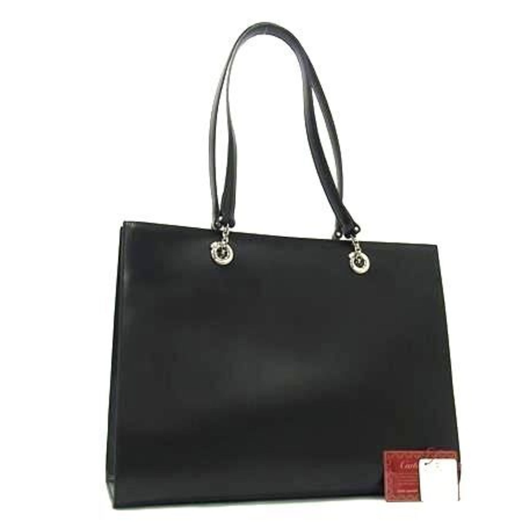 Cartier Black Leather Handbag Shoulder Bag Tote Bag (Pre-Owned)