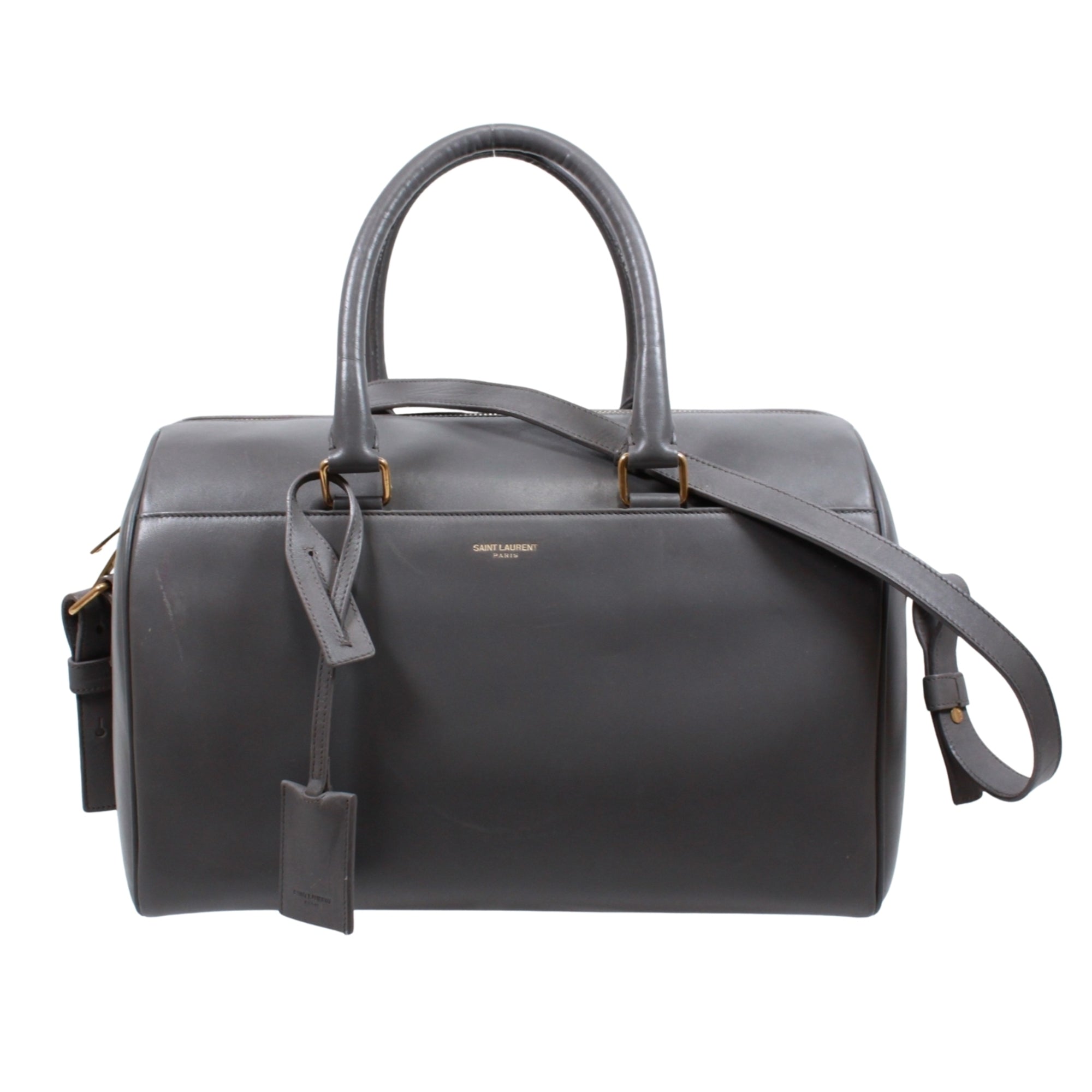 Saint Laurent Gray Leather Boston Bag Handbag (Pre-Owned)