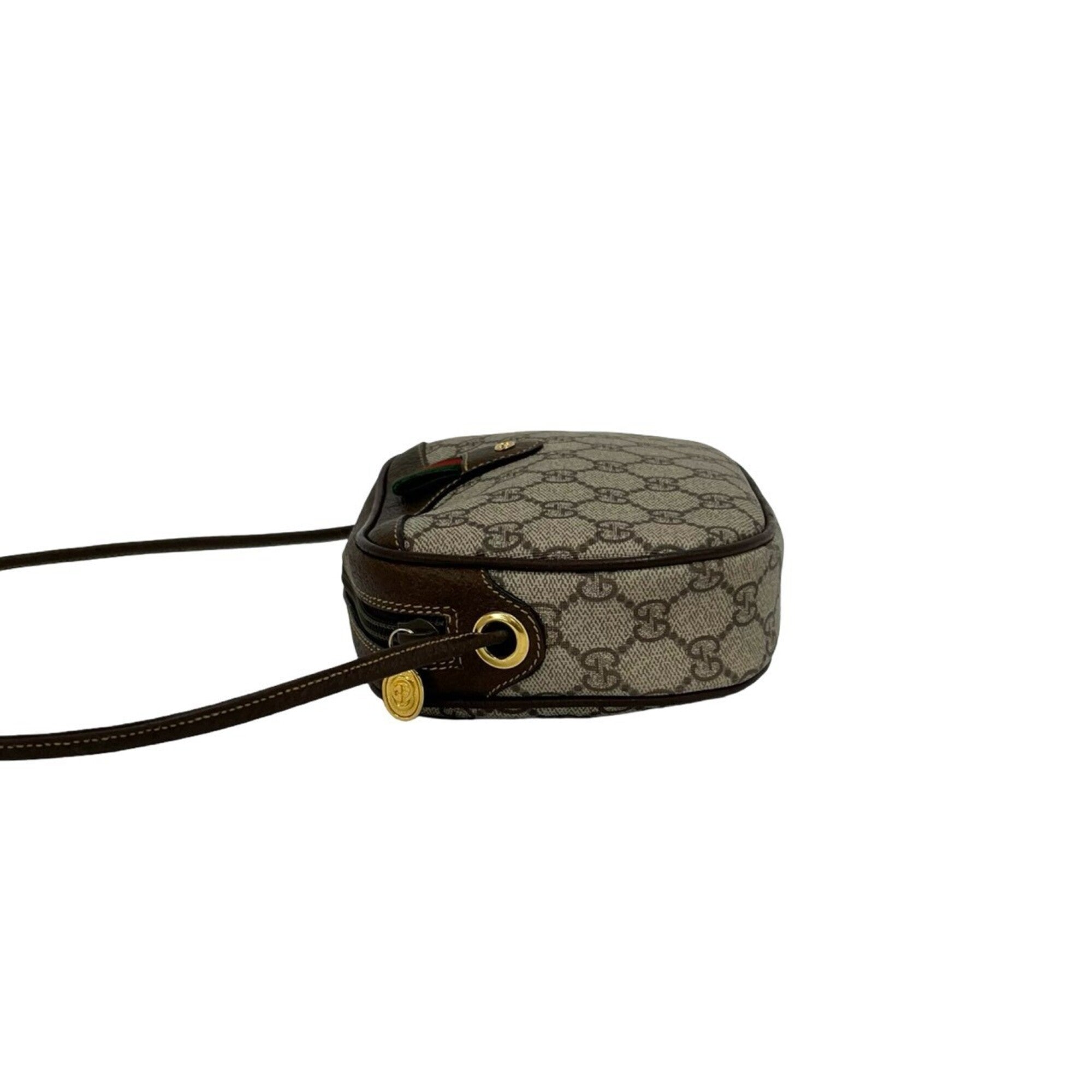 Gucci Brown Green Red Color Pvc Leather Shoulder Bag (Pre-Owned)
