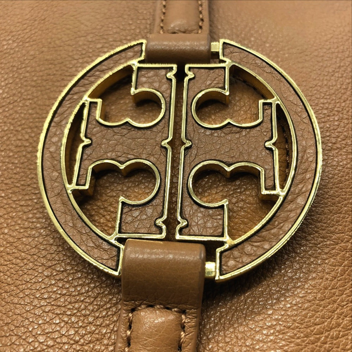 Tory Burch Brown Camel Leather Handbag Shoulder Bag Tote Bag (Pre-Owned)