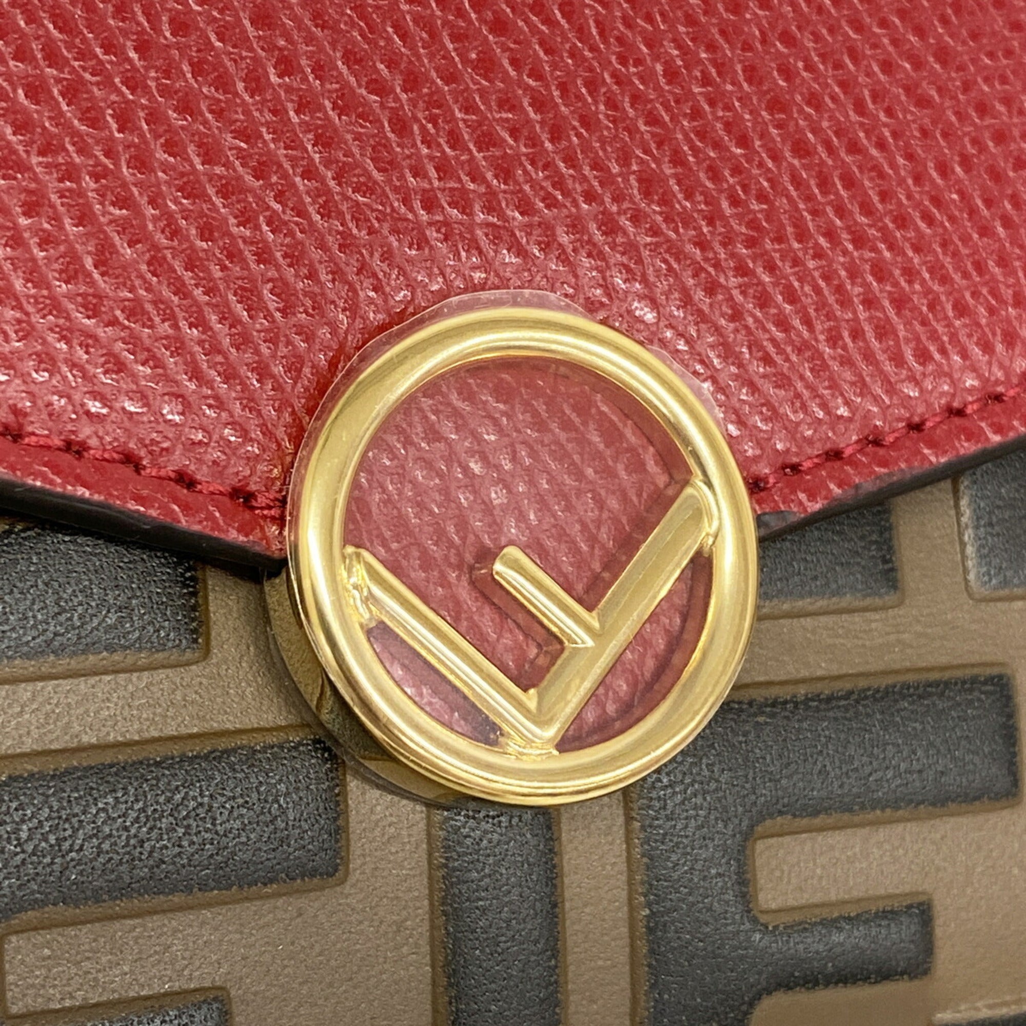 Fendi Brown Red Color Leather Long Wallet (Bi-Fold) (Pre-Owned)