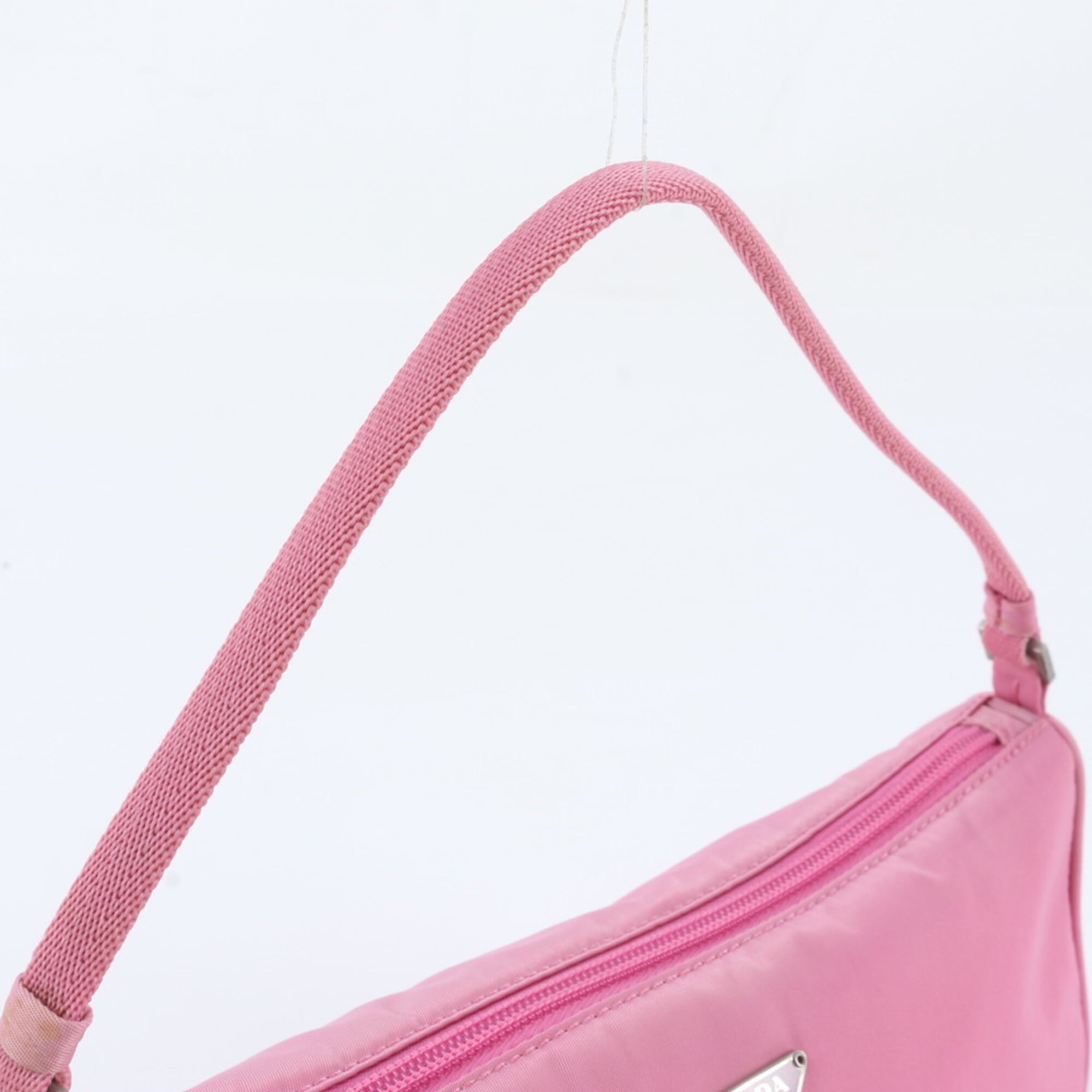 Prada Pink Nylon Leather Handbag Pouch (Pre-Owned)