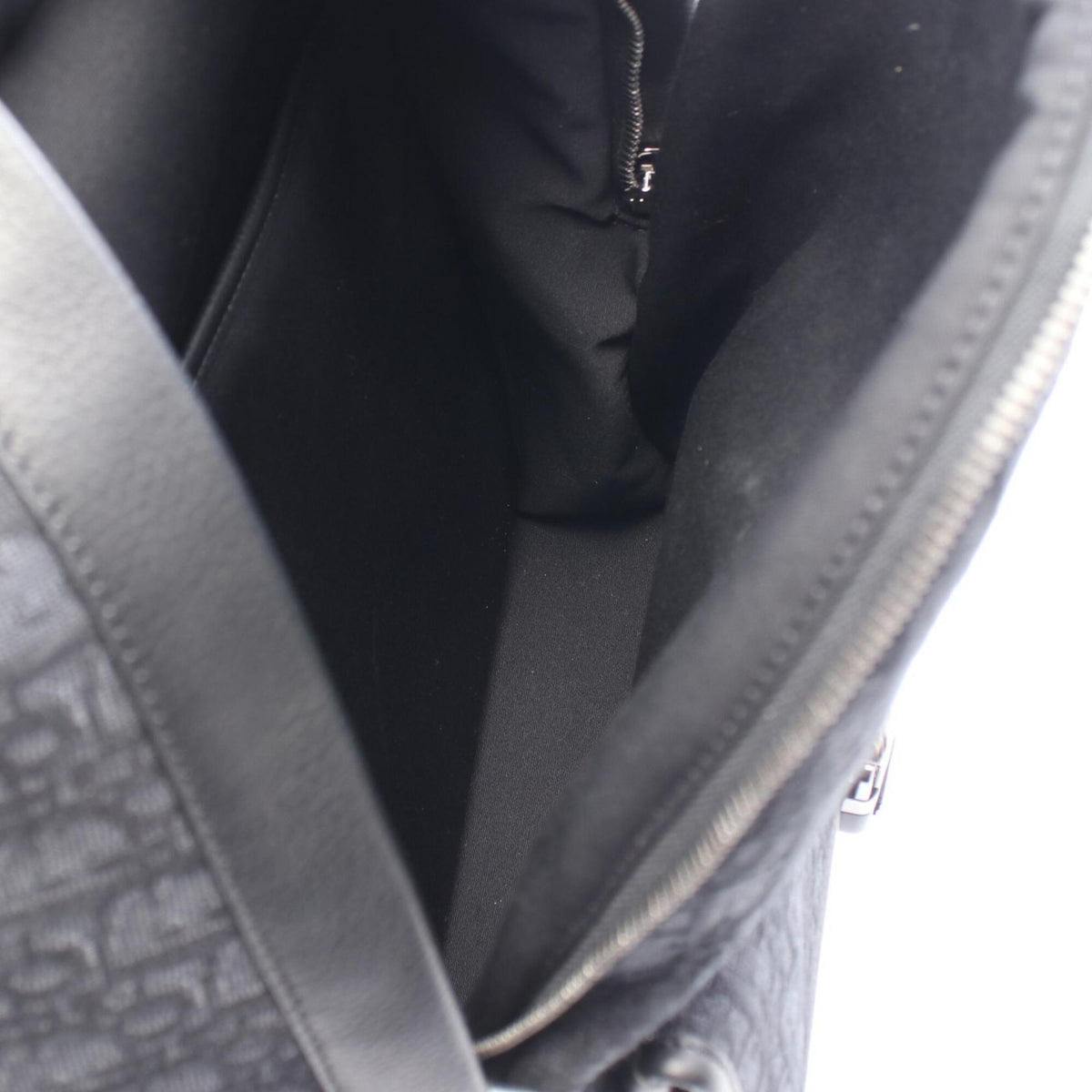Christian Dior Black Gray Canvas Leather Backpack (Pre-Owned)