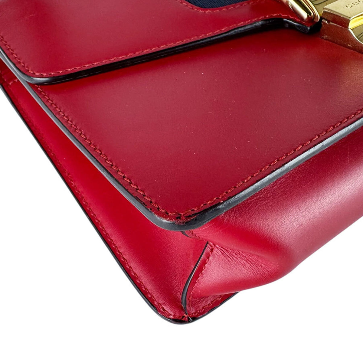 Gucci Red Color Leather Shoulder Bag (Pre-Owned)