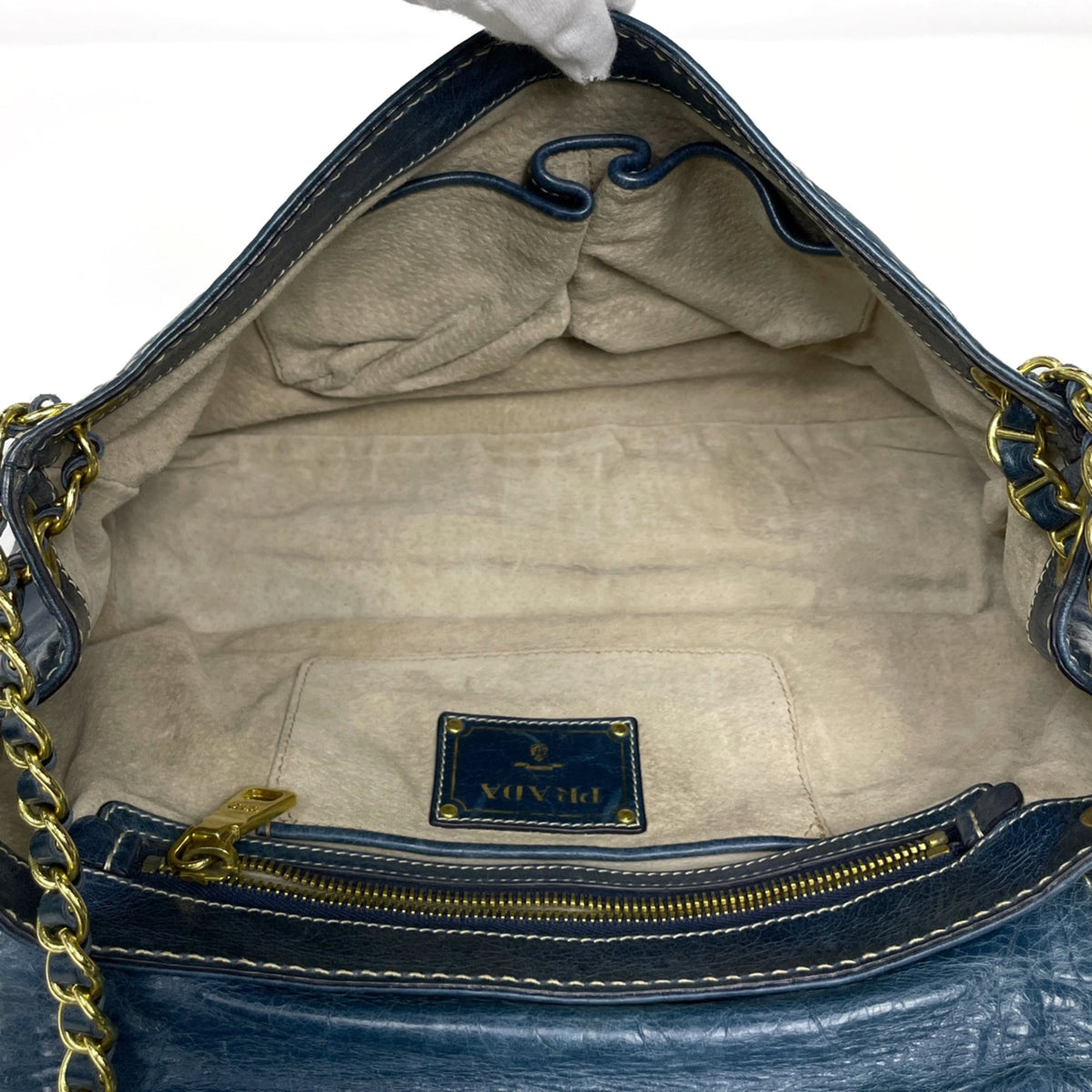 Prada Blue Leather Shoulder Bag (Pre-Owned)