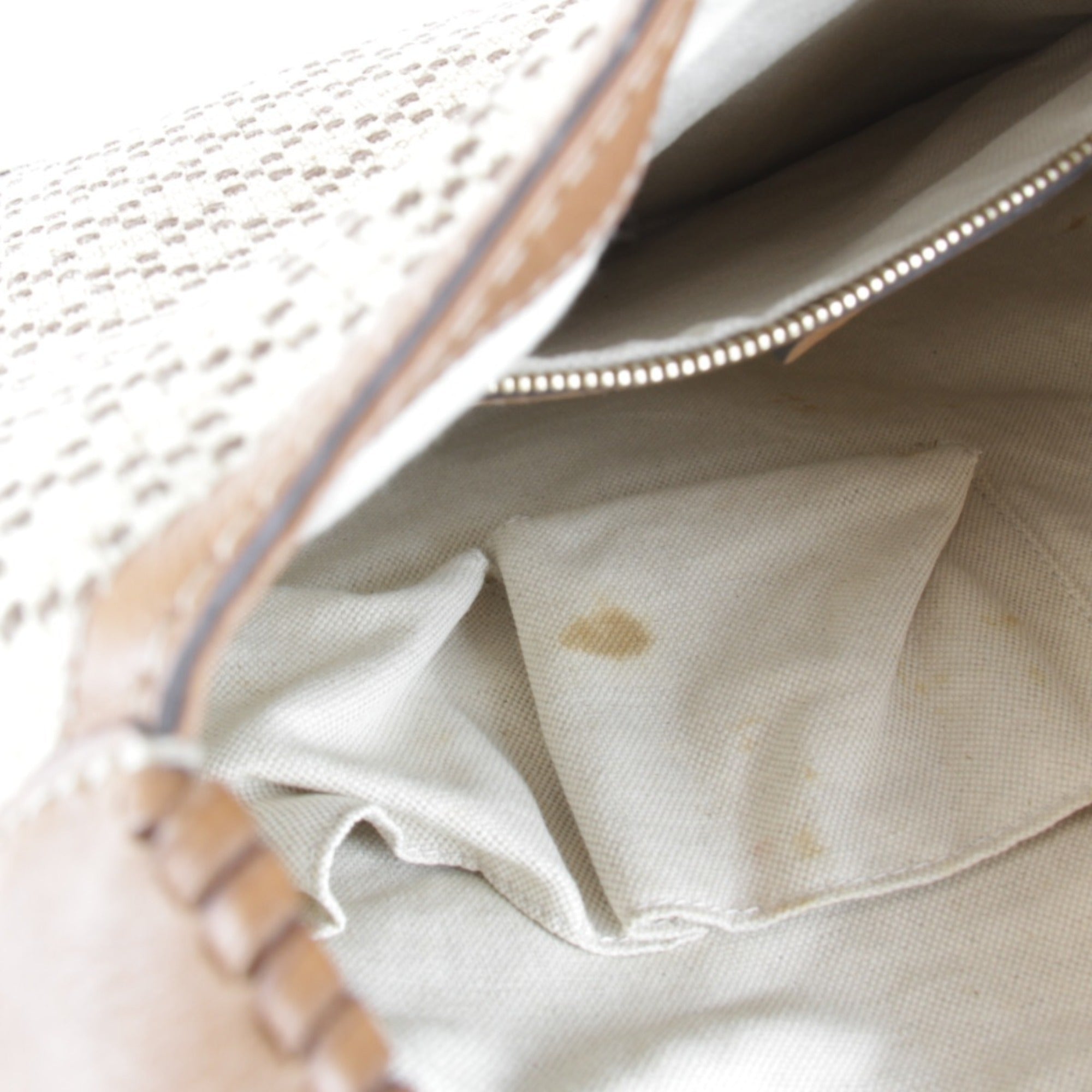 Gucci Diamante Beige Canvas Leather Shoulder Bag (Pre-Owned)