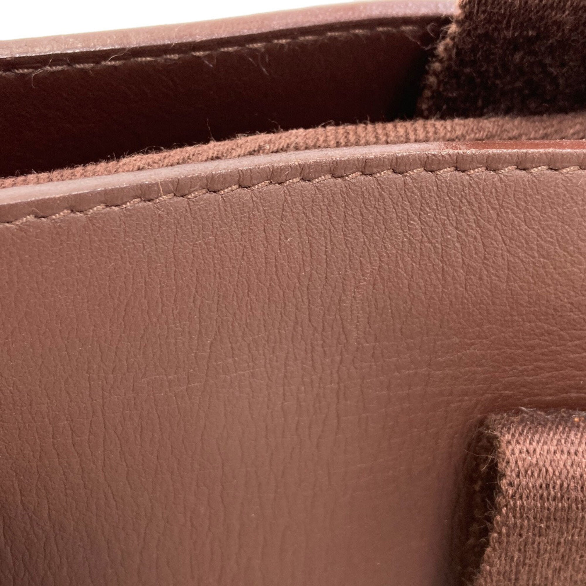 Hermes Dark Brown Canvas Handbag (Pre-Owned)