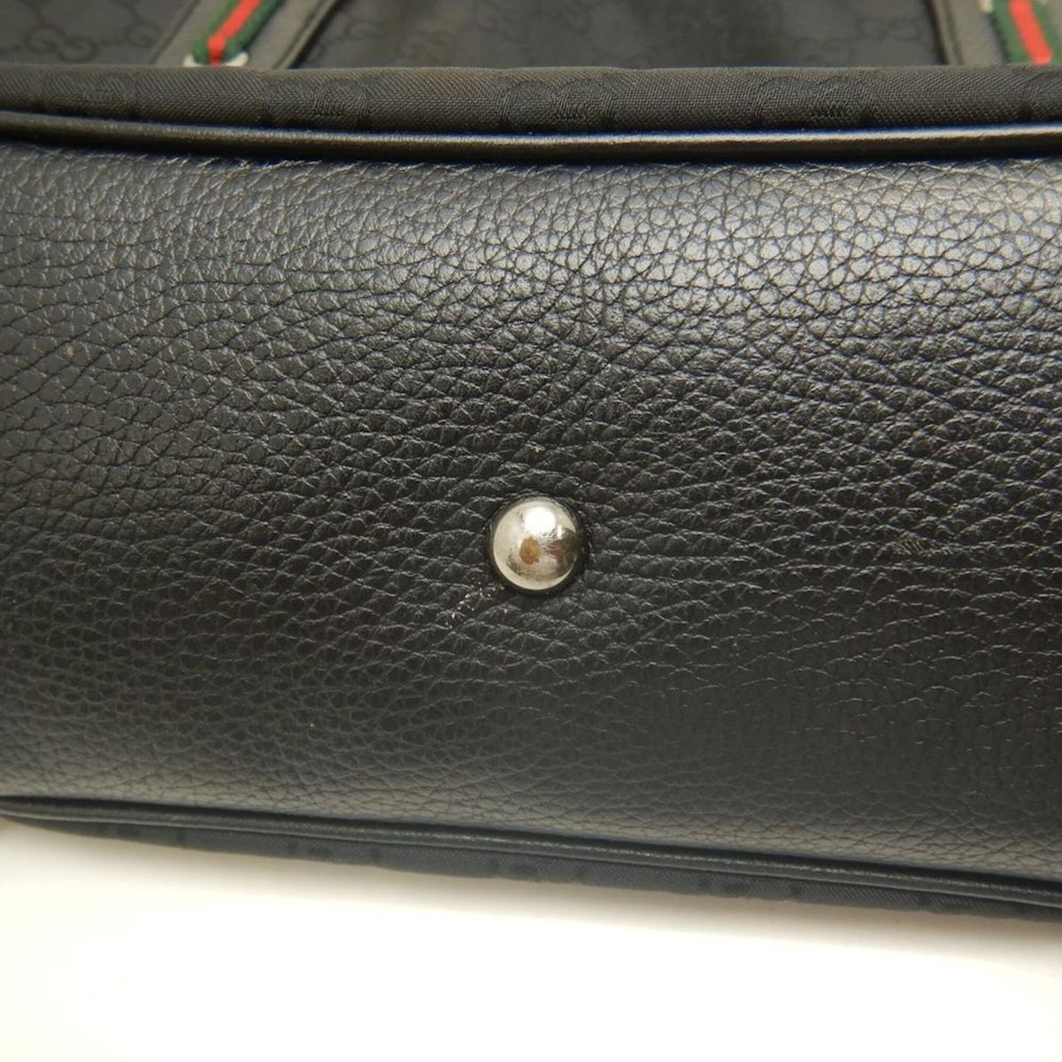 Gucci Black Nylon Canvas Leather Tote Bag (Pre-Owned)