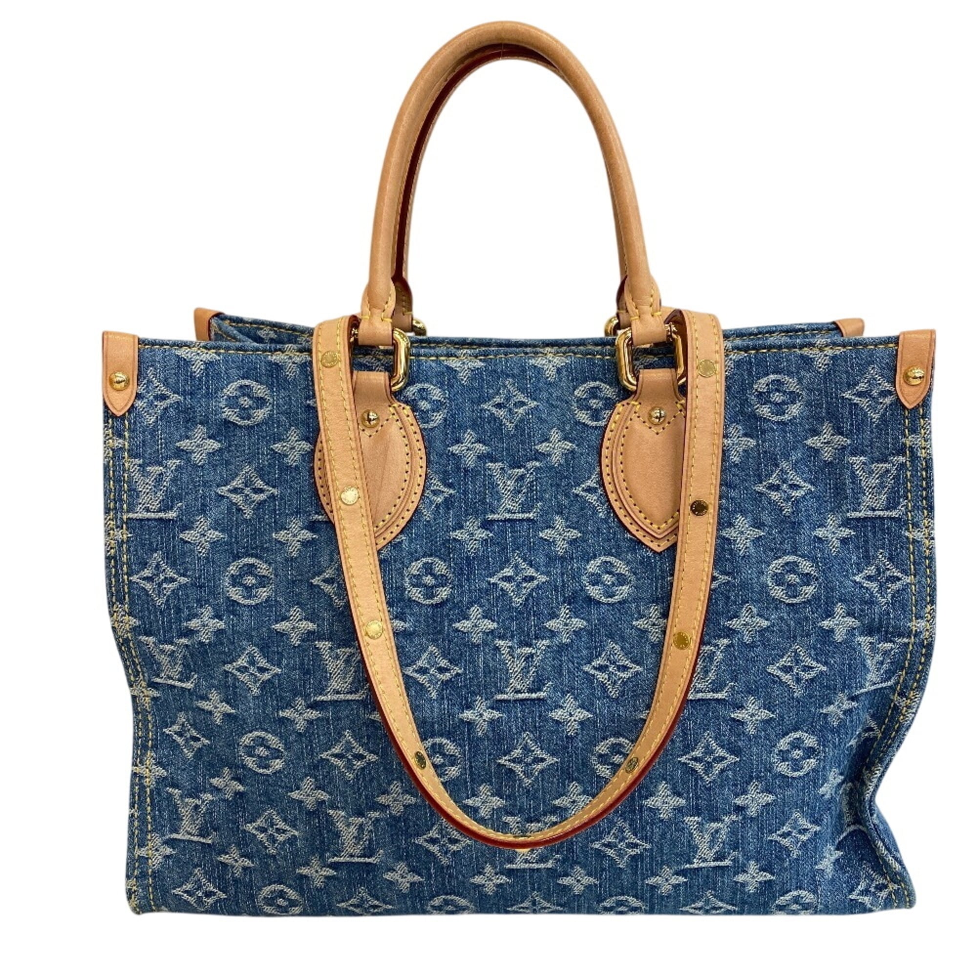 Louis Vuitton Blue Monogram Denim Leather Shoulder Bag Tote Bag (Pre-Owned)