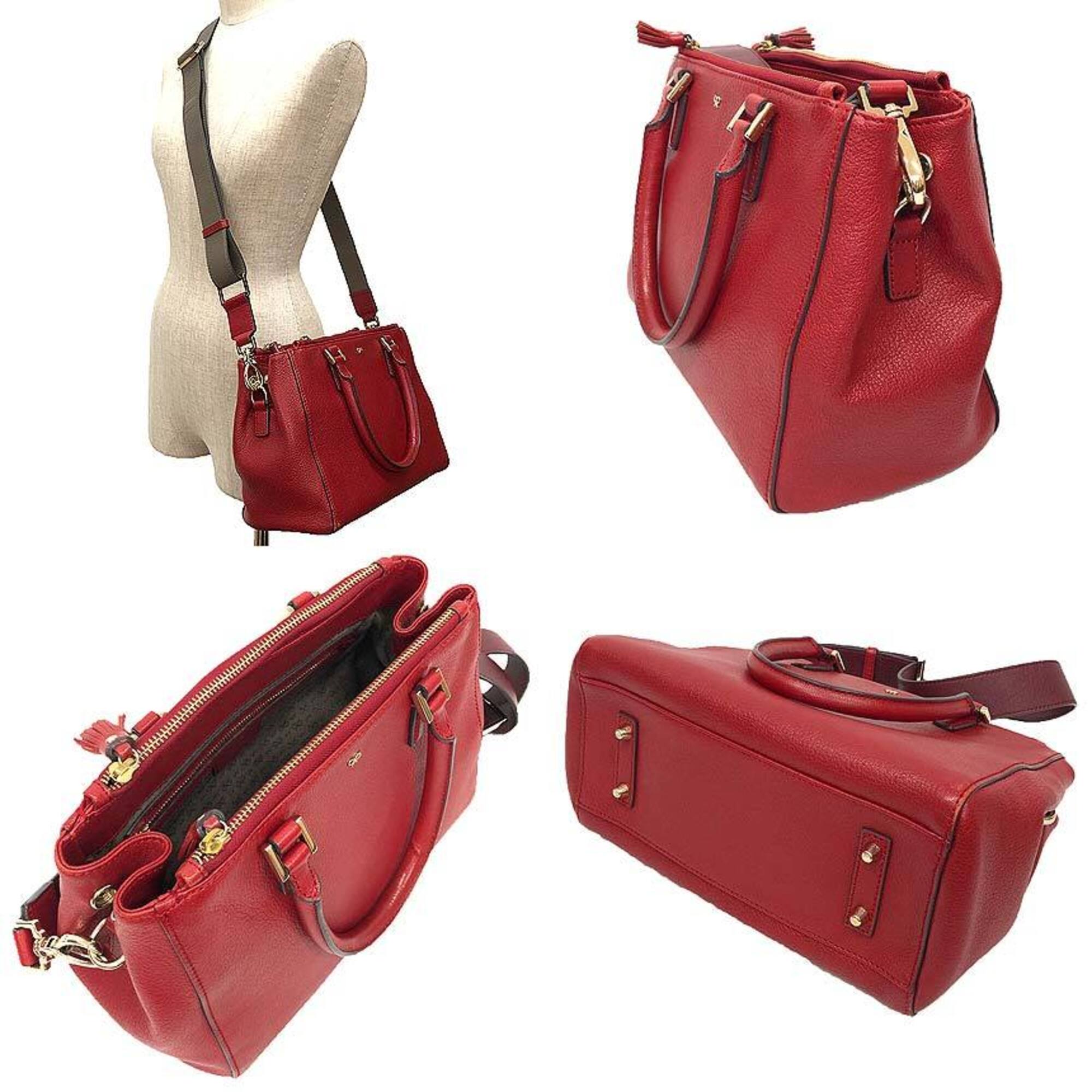 Anya Hindmarch Red Color Leather Shoulder Bag Tote Bag (Pre-Owned)