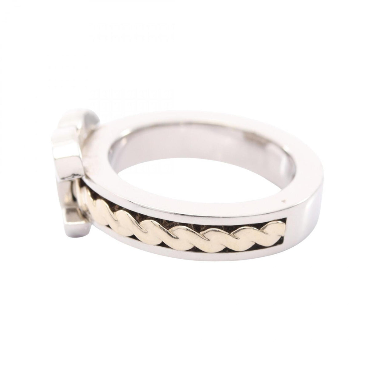 Chanel Gold Silver Stainless Steel Band Ring (Pre-Owned)