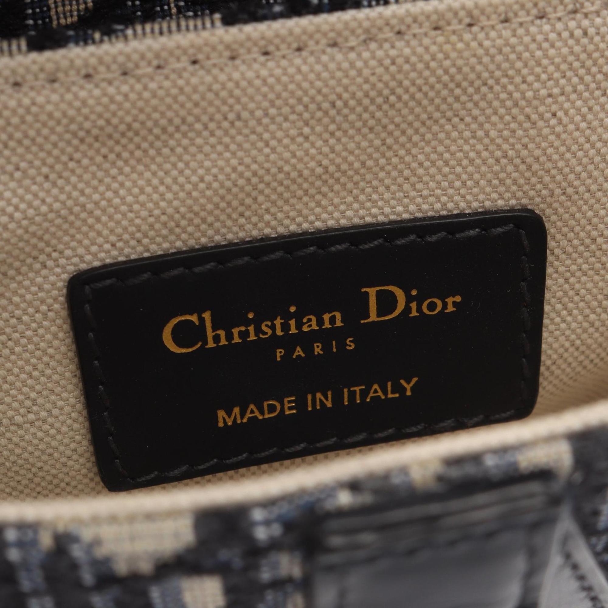 Christian Dior Ivory Navy Canvas Leather Handbag Saddle Bag (Pre-Owned)