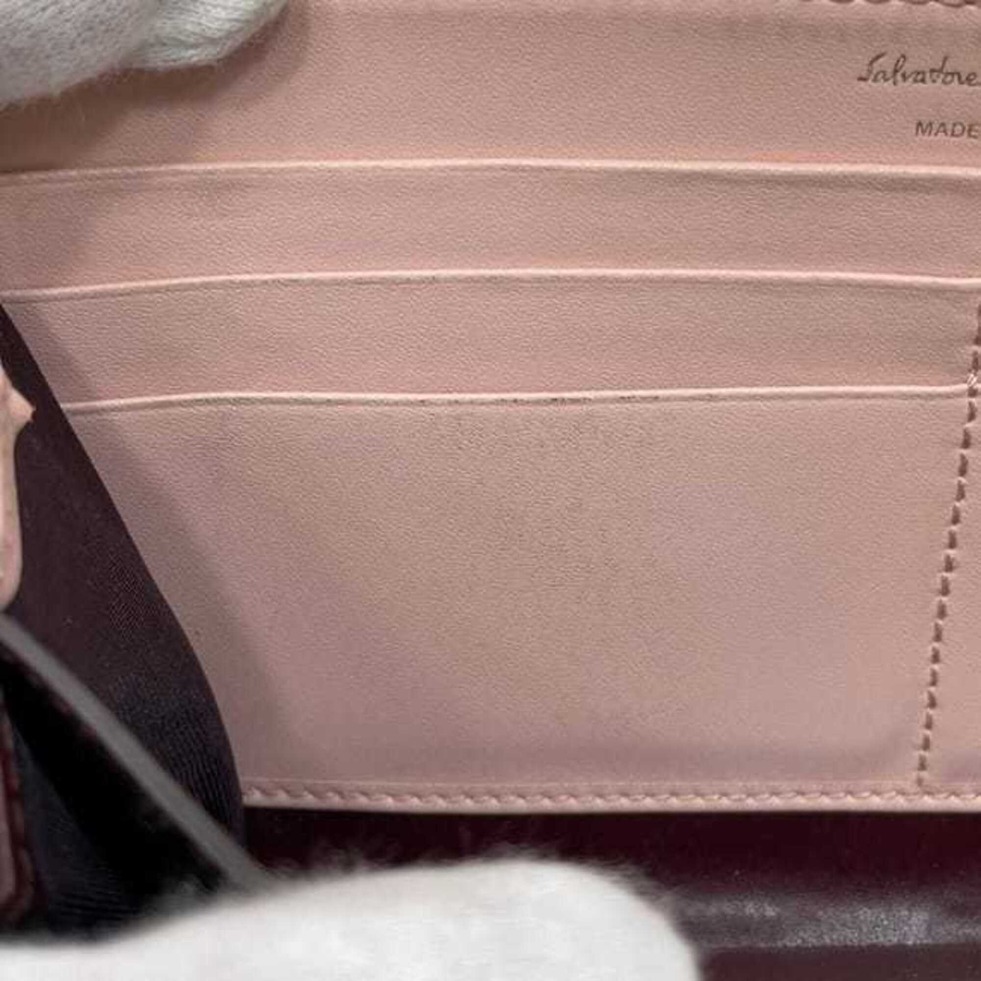 Salvatore Ferragamo Pink Leather Long Wallet (Bi-Fold) (Pre-Owned)