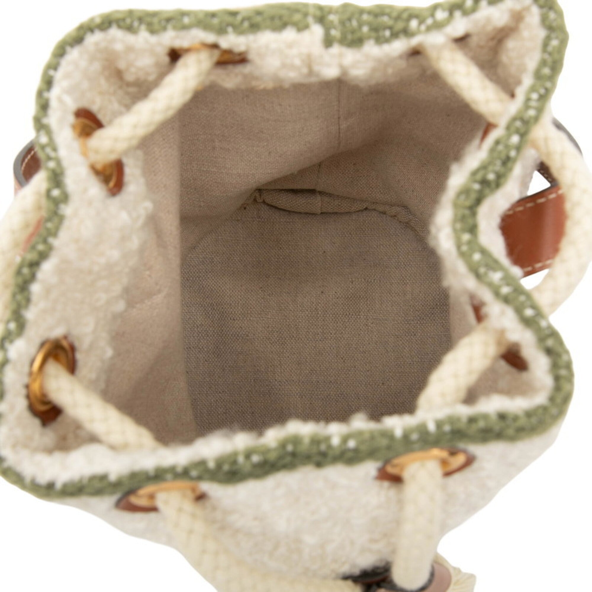 Celine Green Ivory White Textile Handbag (Pre-Owned)