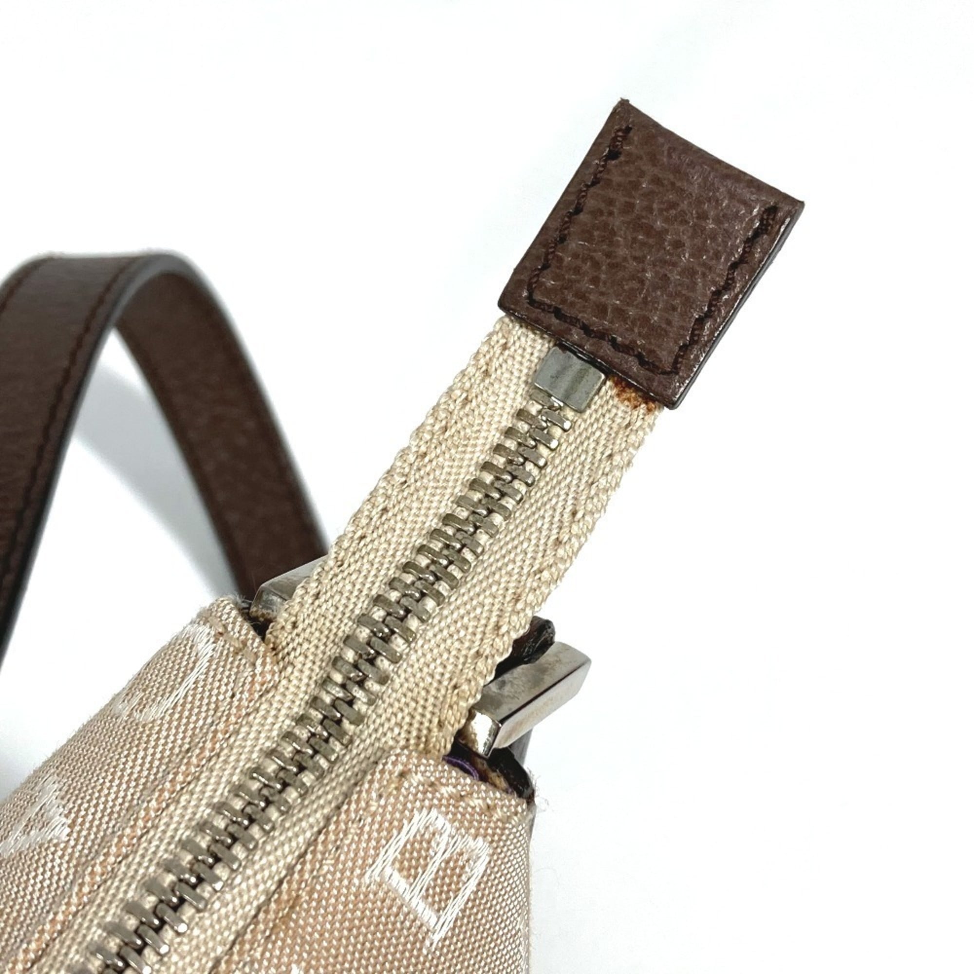 Bvlgari Logomania Beige Brown Canvas Leather Shoulder Bag (Pre-Owned)