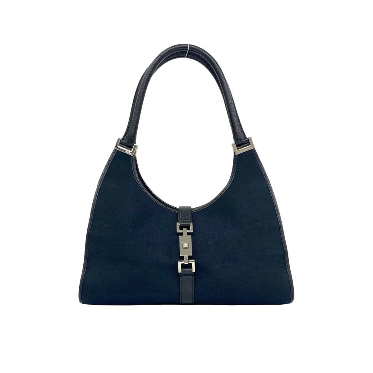 Gucci Black Canvas Leather Handbag Shoulder Bag Tote Bag (Pre-Owned)