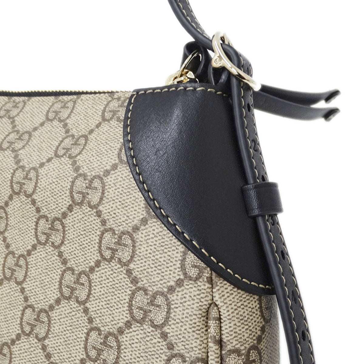 Gucci Beige Black Coated Canvas Handbag Pouch Shoulder Bag (Pre-Owned)