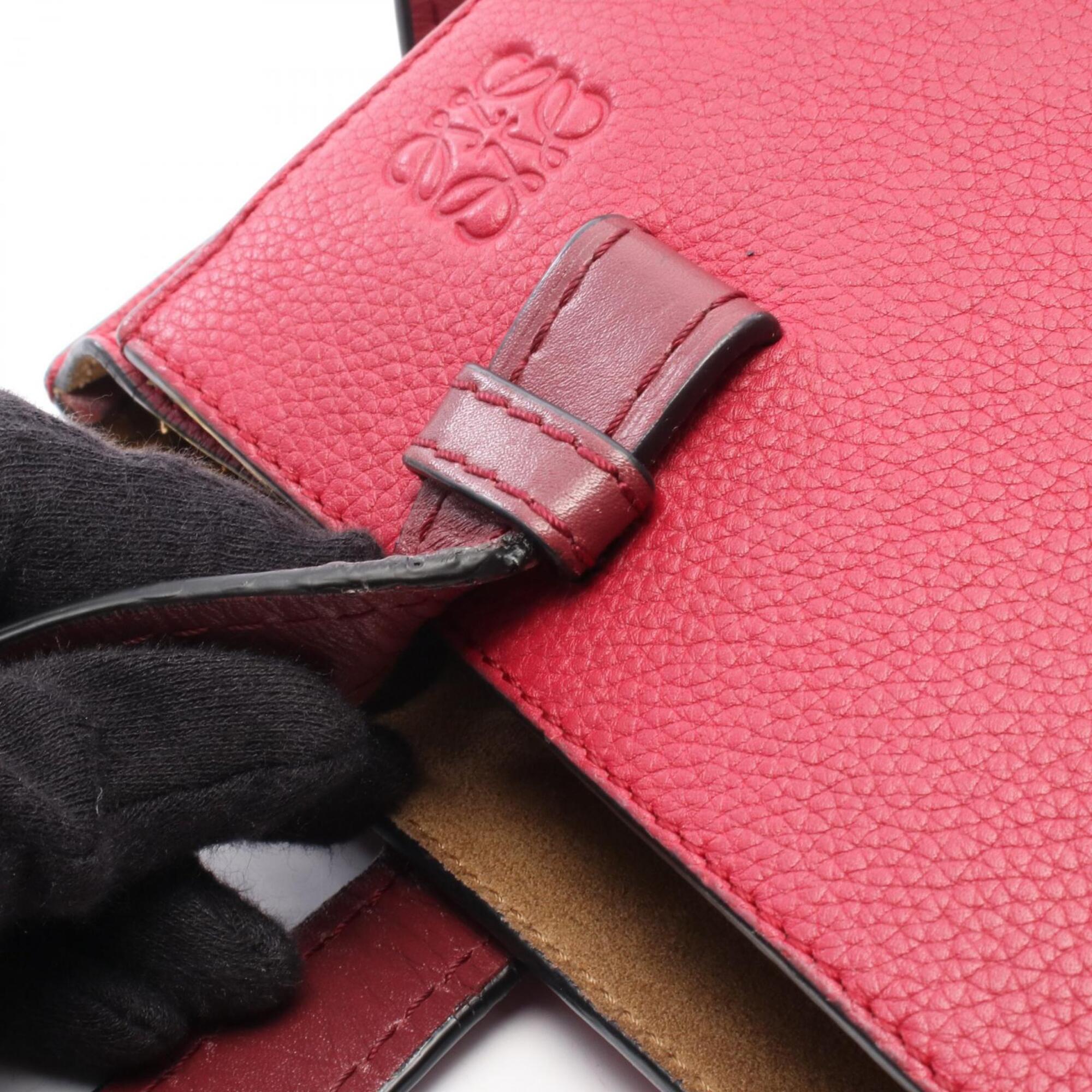 Loewe Bordeaux Red Color Leather Handbag Tote Bag (Pre-Owned)