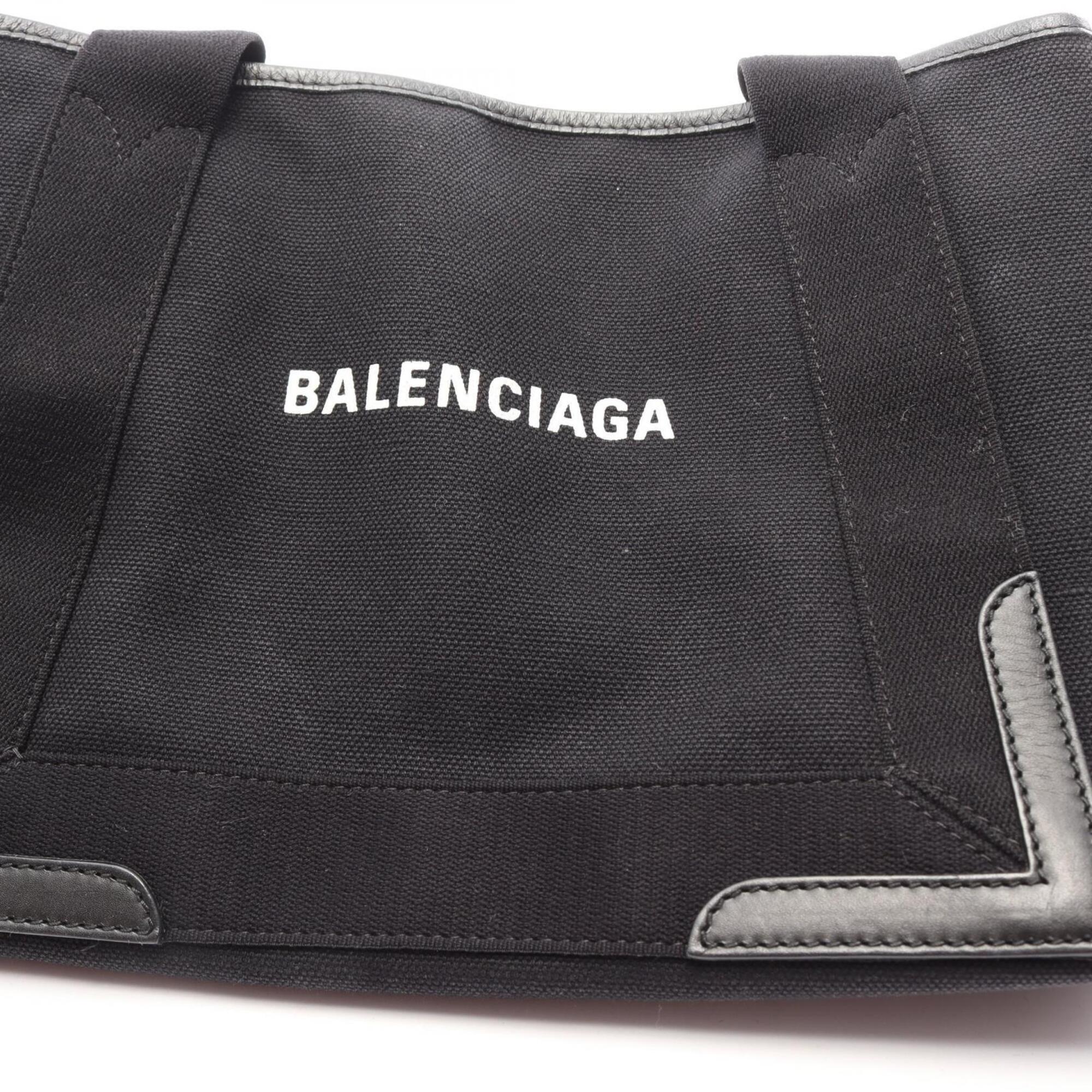 Balenciaga Black Canvas Leather Handbag Pouch Tote Bag (Pre-Owned)