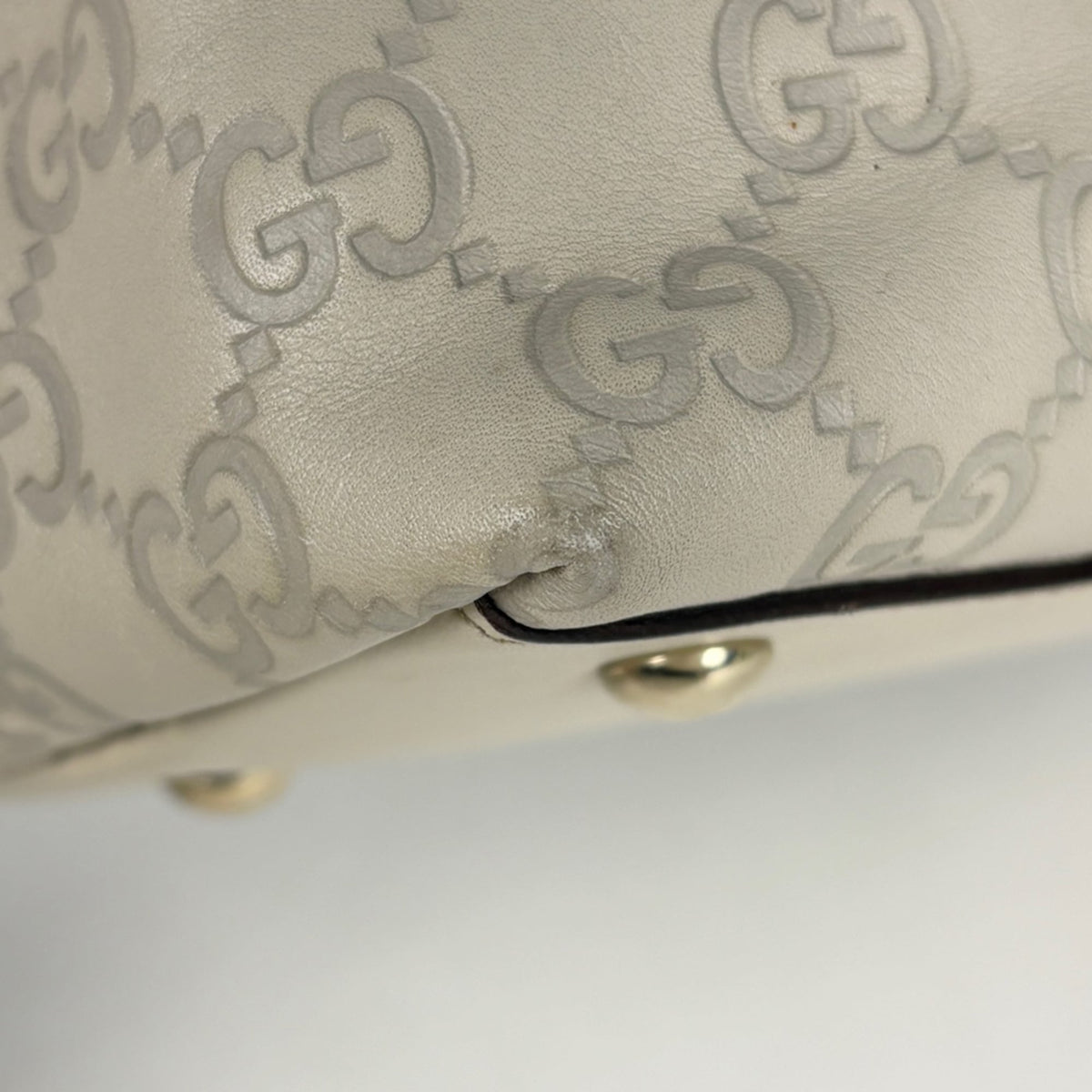 Gucci White Leather Tote Bag (Pre-Owned)