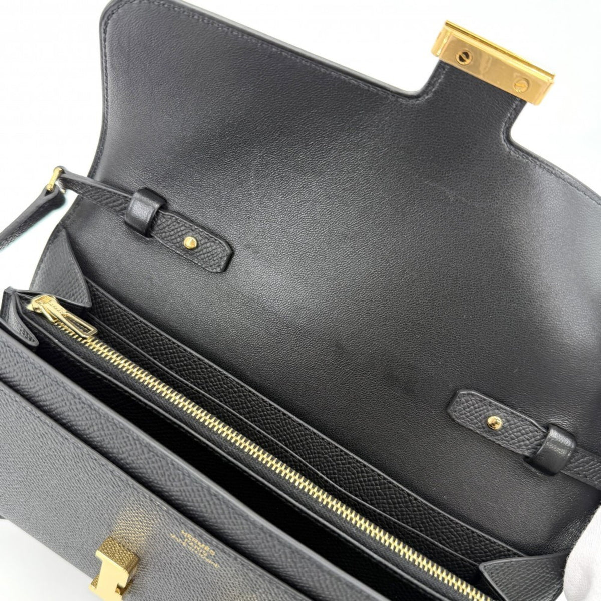 Hermes Black Epsom Leather Chain/Shoulder Wallet (Pre-Owned)