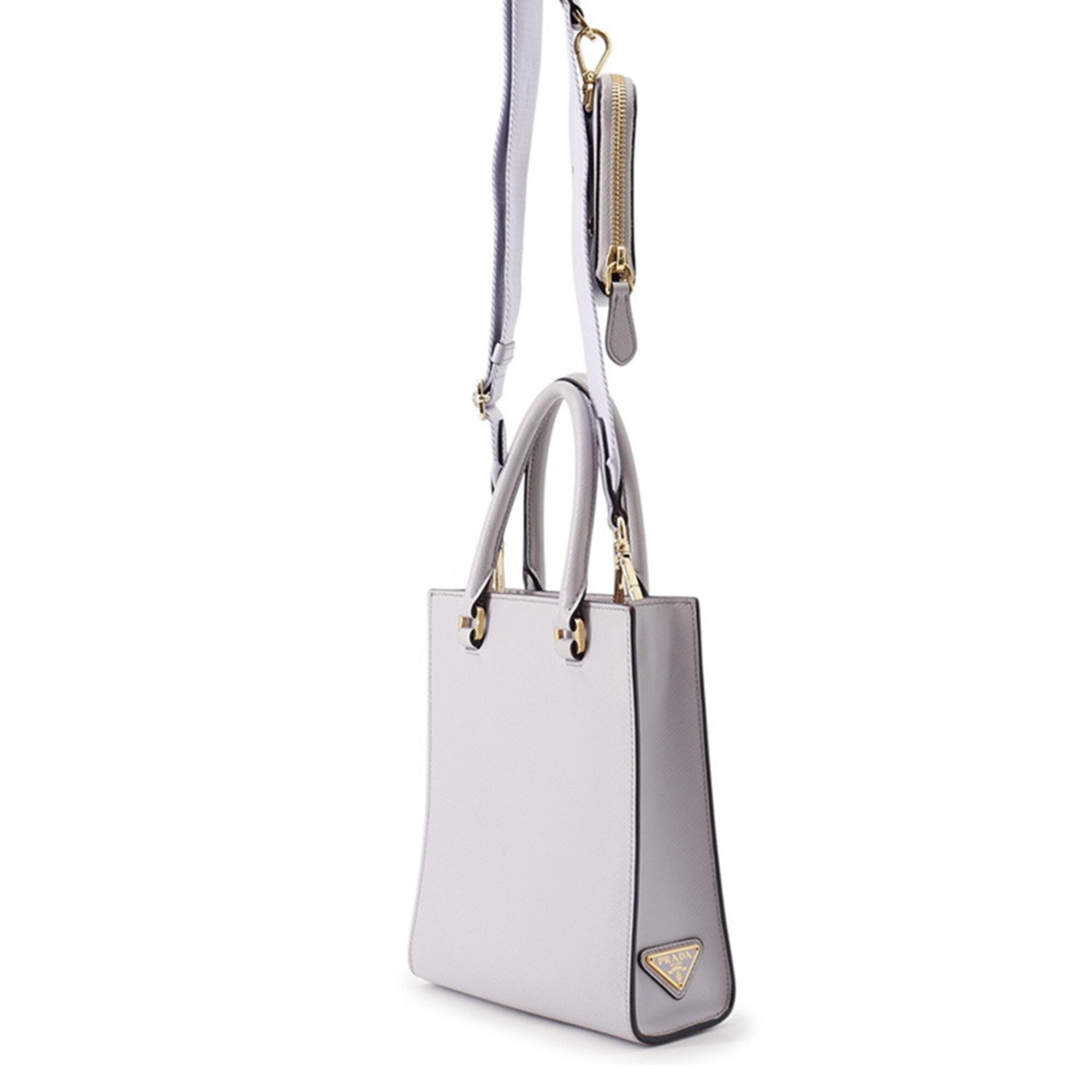 Prada Purple Leather Handbag Shoulder Bag (Pre-Owned)