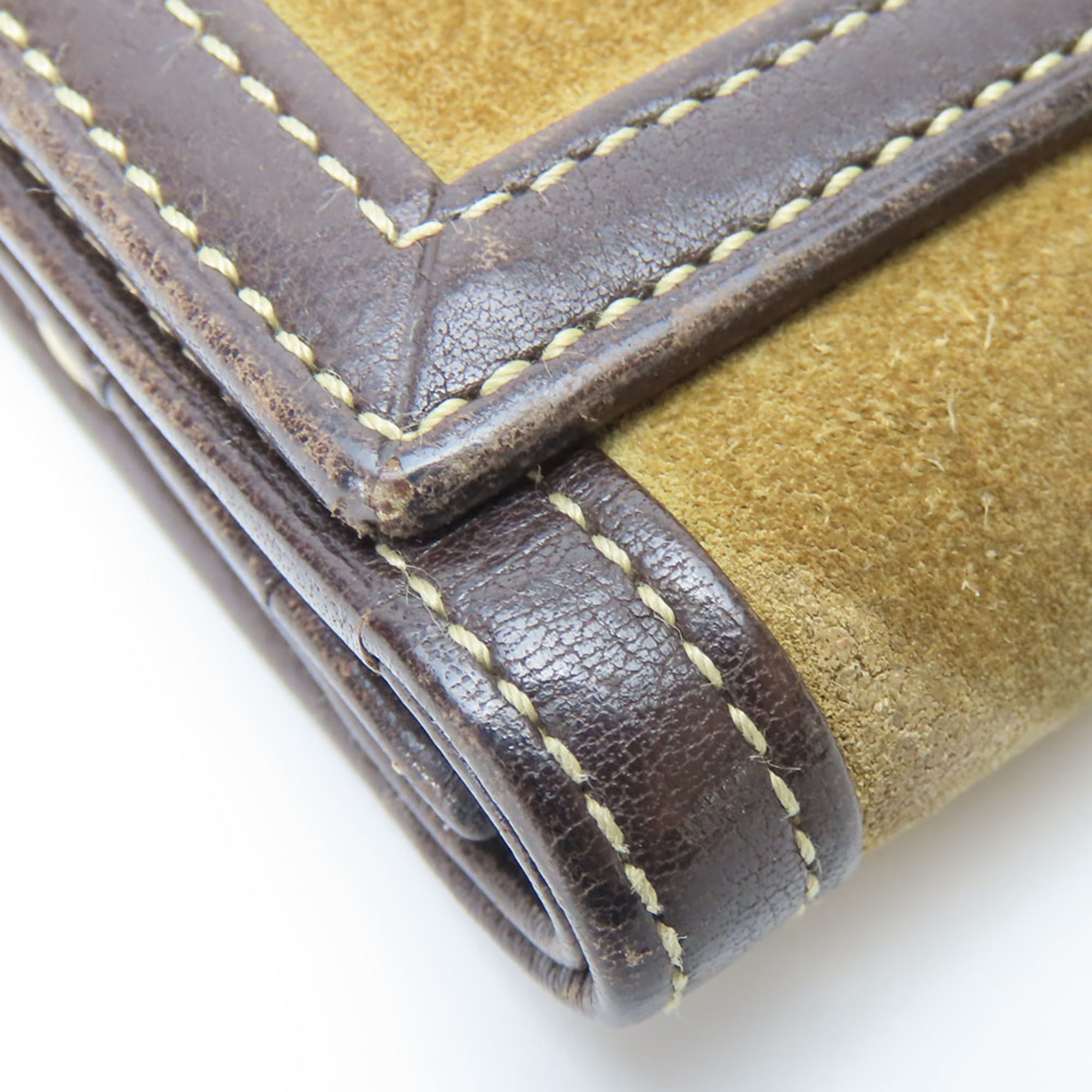 Loewe Brown Khaki Suede Leather Wallet (Tri-Fold) (Pre-Owned)