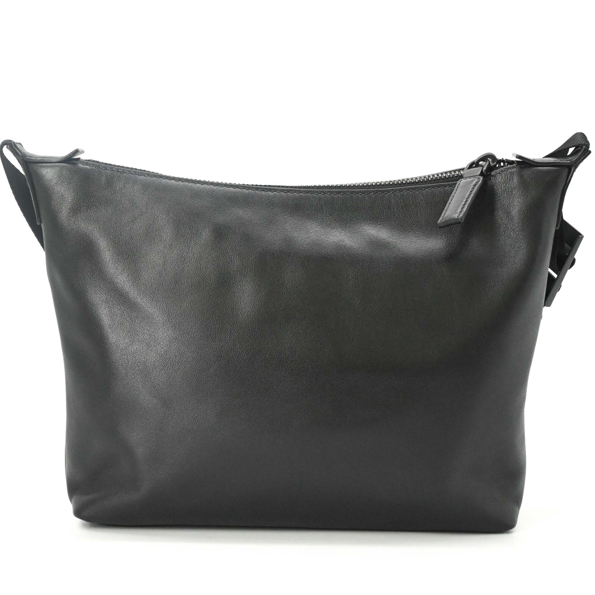 Prada Black Blue Leather Shoulder Bag (Pre-Owned)