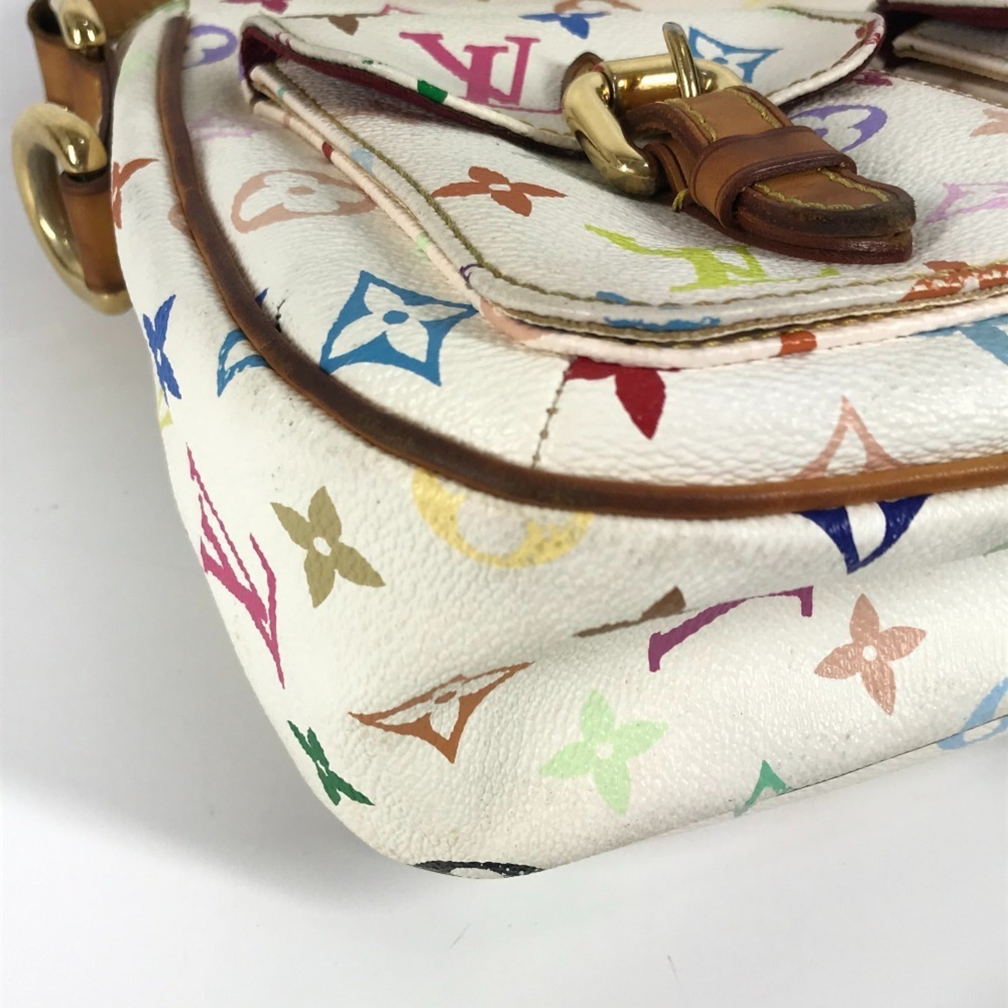 Louis Vuitton White Coated Canvas Shoulder Bag (Pre-Owned)