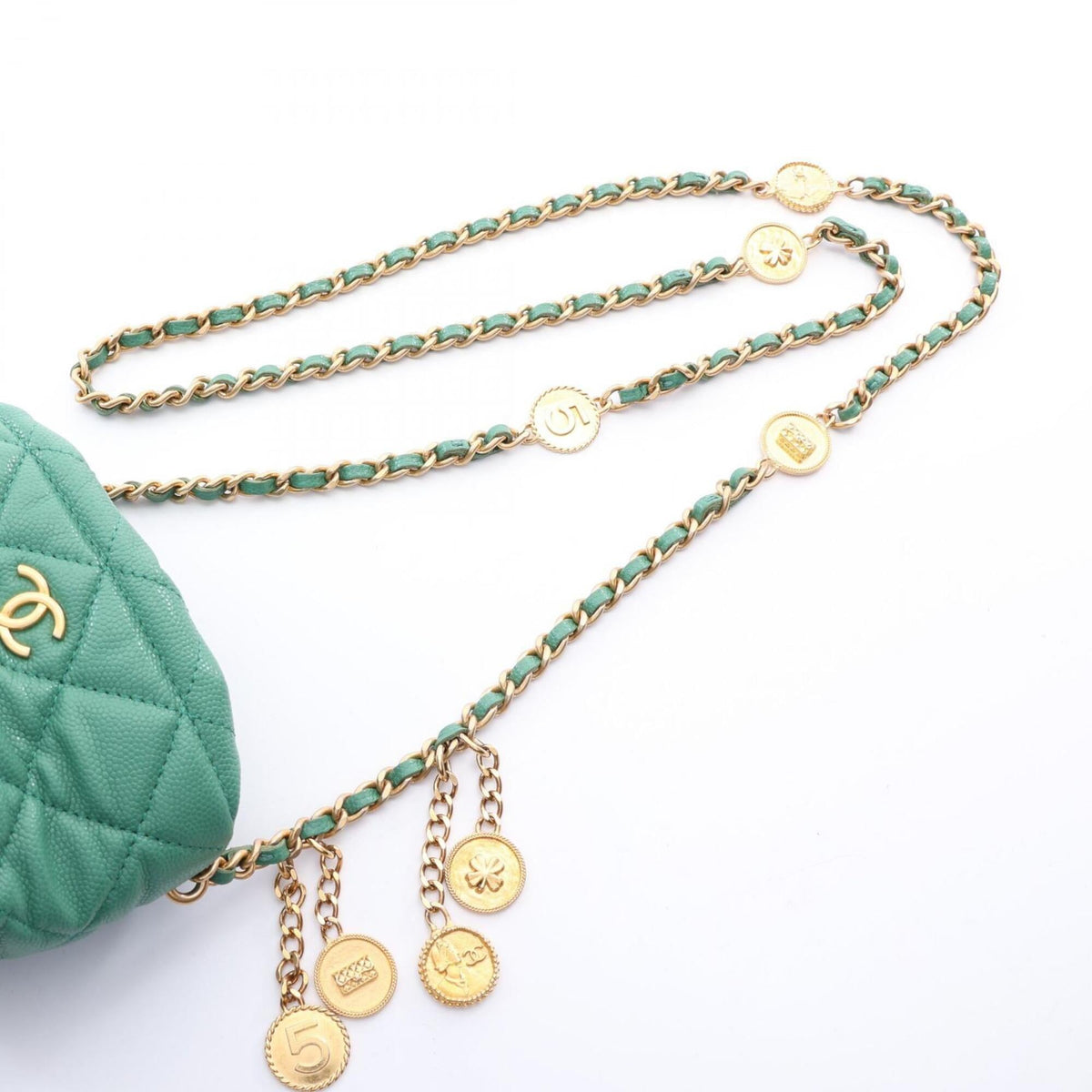 Chanel Green Grained Calfskin Handbag Shoulder Bag (Pre-Owned)